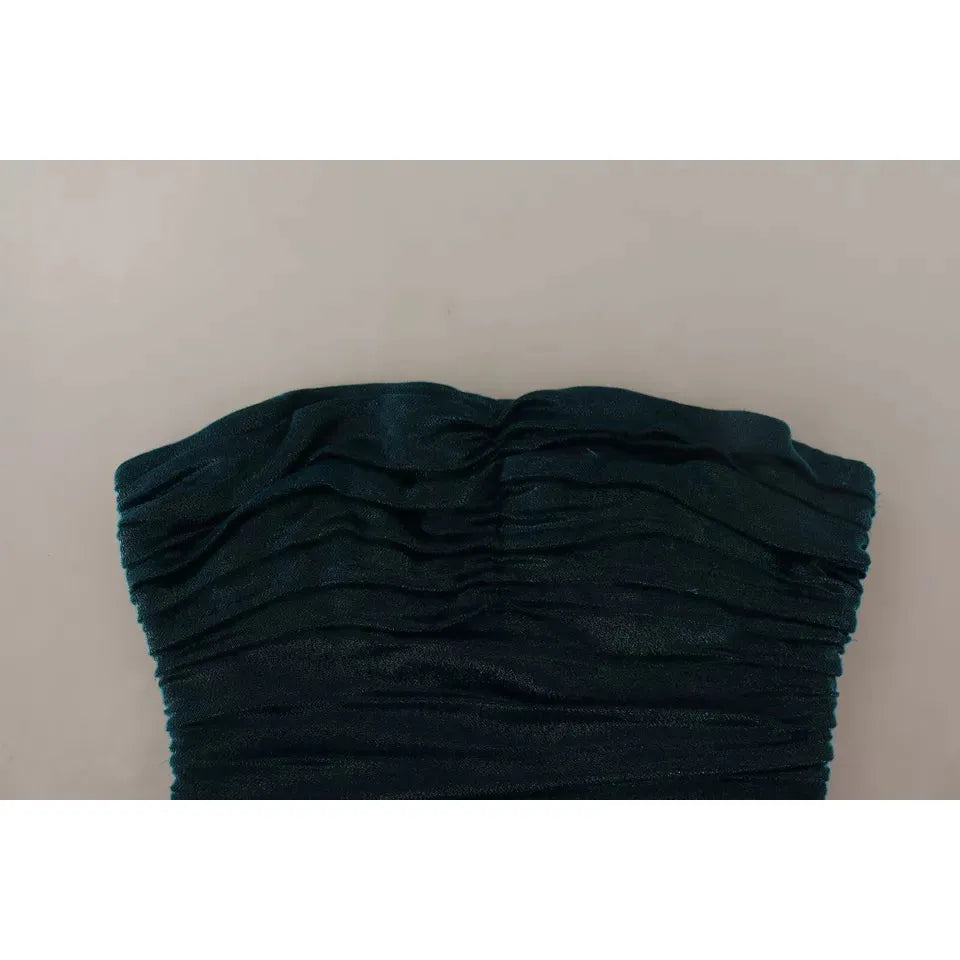 Dolce & Gabbana Turquoise Draped Satin Midi Dress Dolce & Gabbana Dark Gray