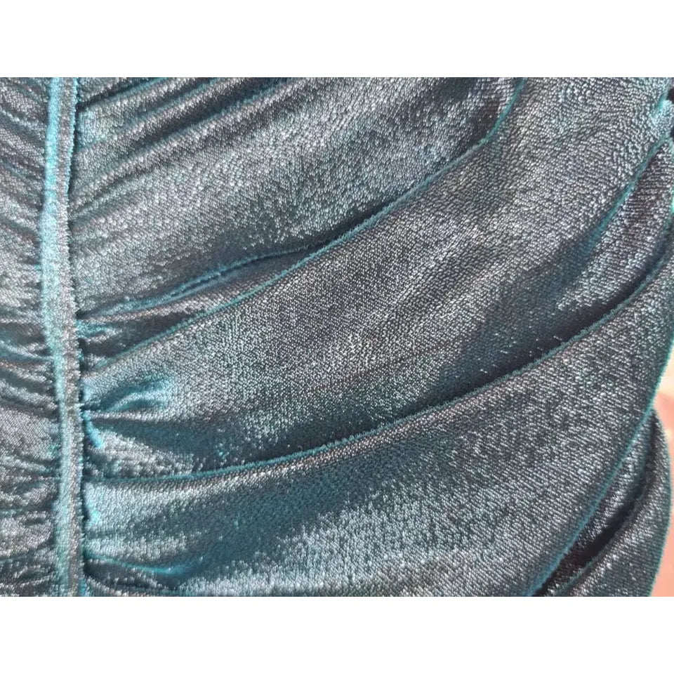 Dolce & Gabbana Turquoise Draped Satin Midi Dress Dolce & Gabbana Dim Gray