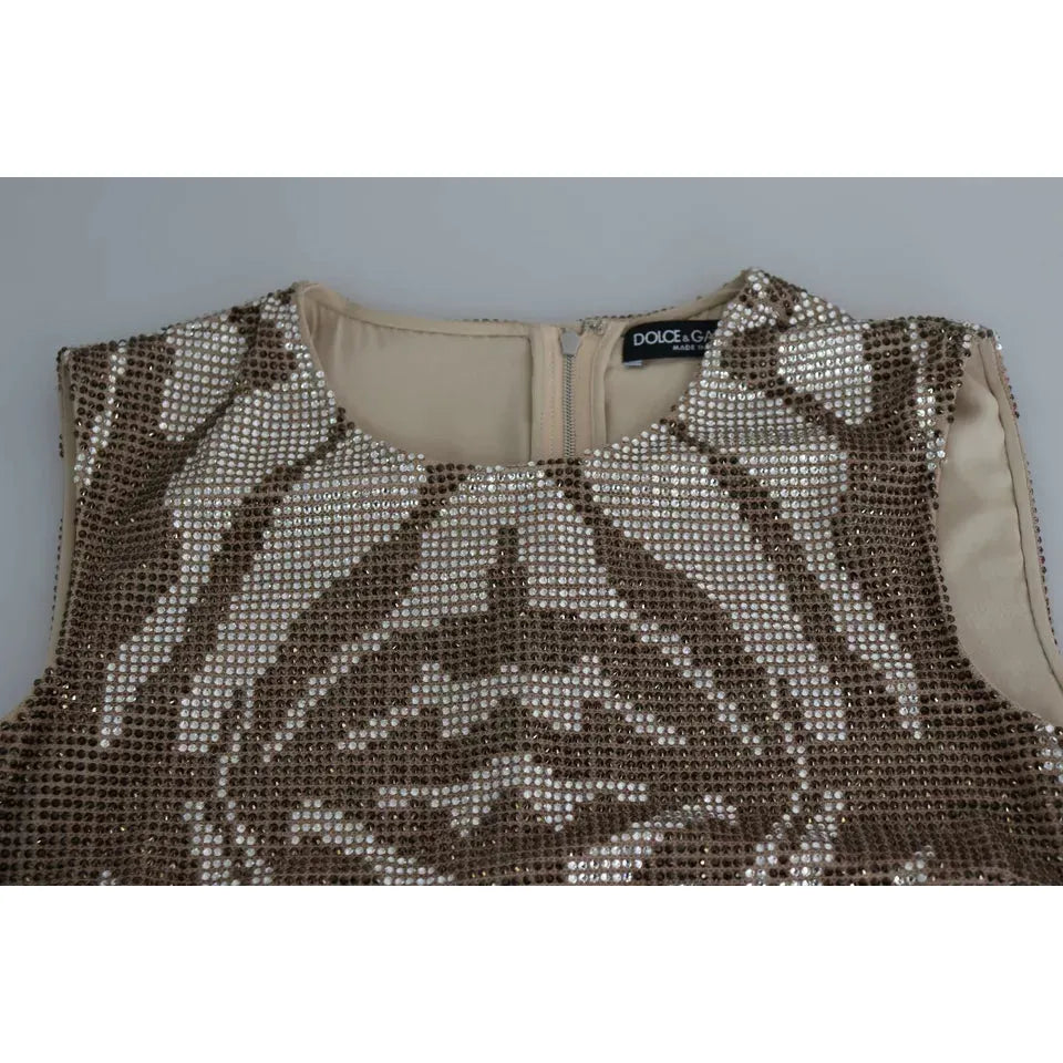 Dolce & Gabbana Brown Crystal Shift Mini Zebra Silver Dress Dolce & Gabbana Dim Gray