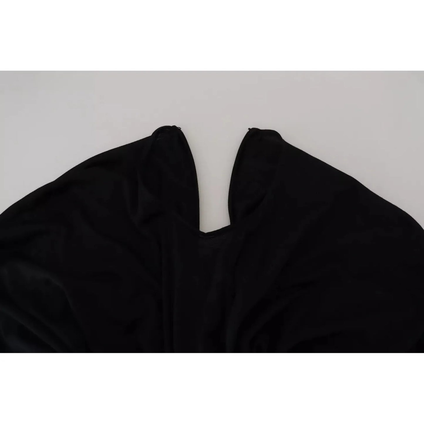 Dolce & Gabbana Black Sheath Midi Gown Wool Wrap Dress Dolce & Gabbana Black