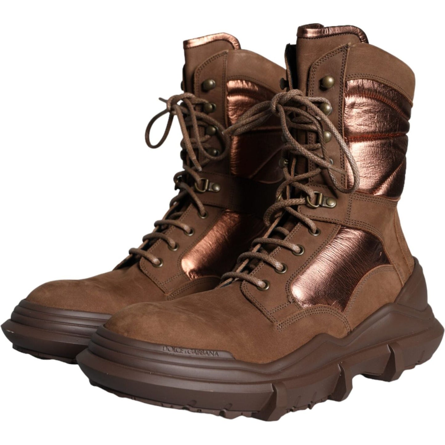 Dolce & Gabbana Brown Suede Leather Military Combat Men Boots Shoes Dolce & Gabbana Dark Olive Green