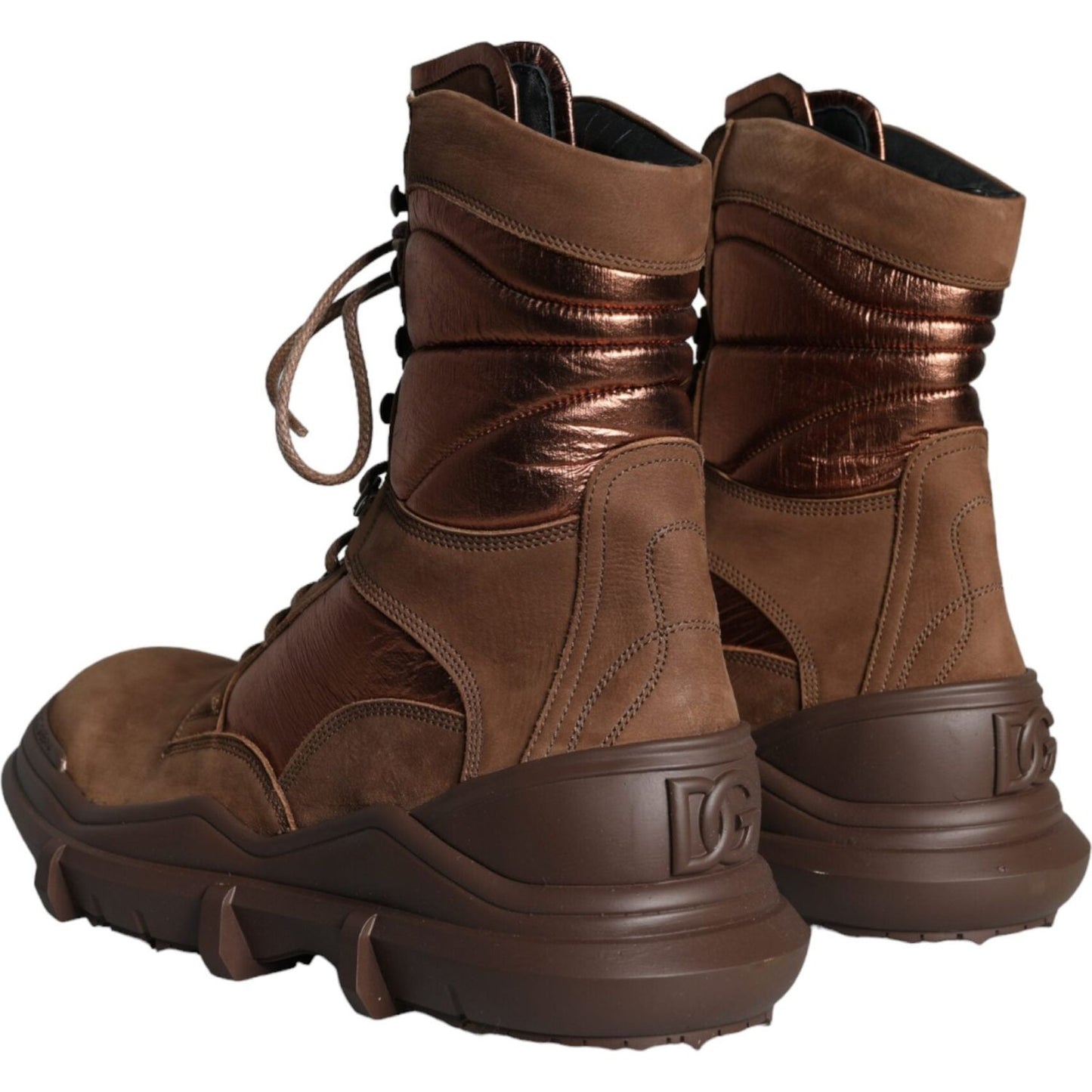 Dolce & Gabbana Brown Suede Leather Military Combat Men Boots Shoes Dolce & Gabbana Dark Slate Gray