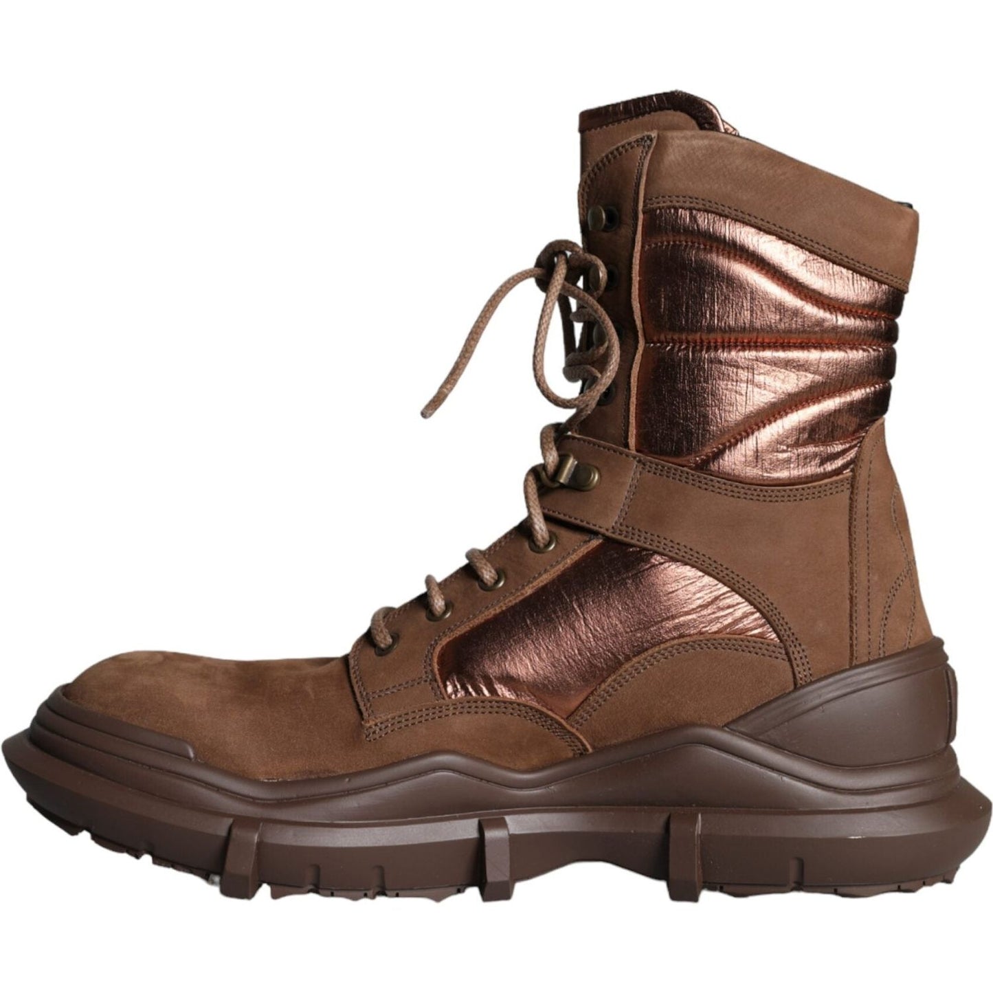 Dolce & Gabbana Brown Suede Leather Military Combat Men Boots Shoes Dolce & Gabbana Dark Olive Green