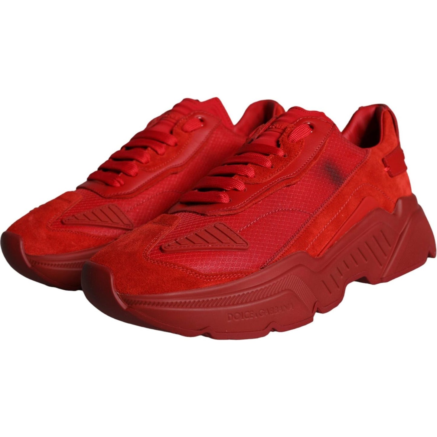 Dolce & Gabbana Red Leather Daymaster Low Top Sneakers Shoes Dolce & Gabbana Firebrick