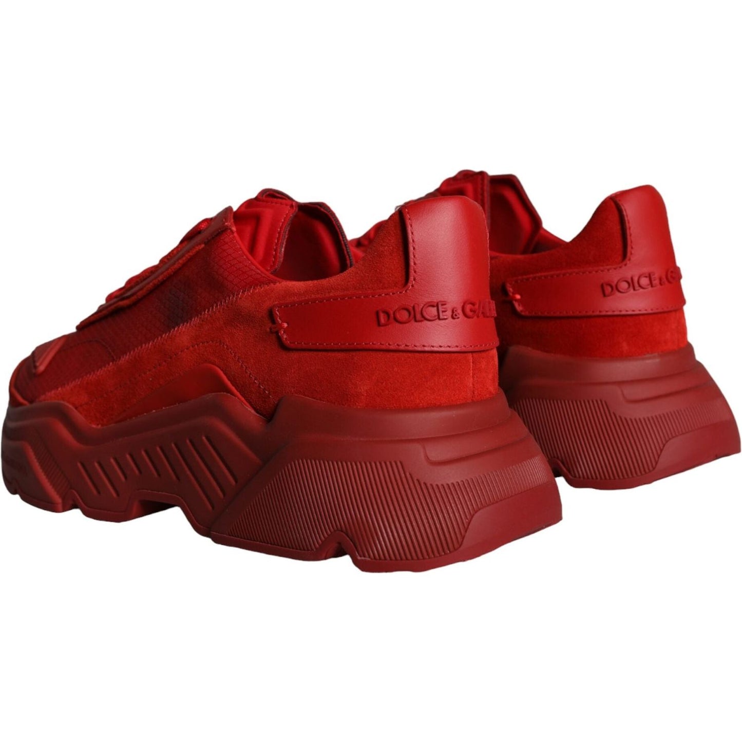 Dolce & Gabbana Red Leather Daymaster Low Top Sneakers Shoes Dolce & Gabbana Dark Red