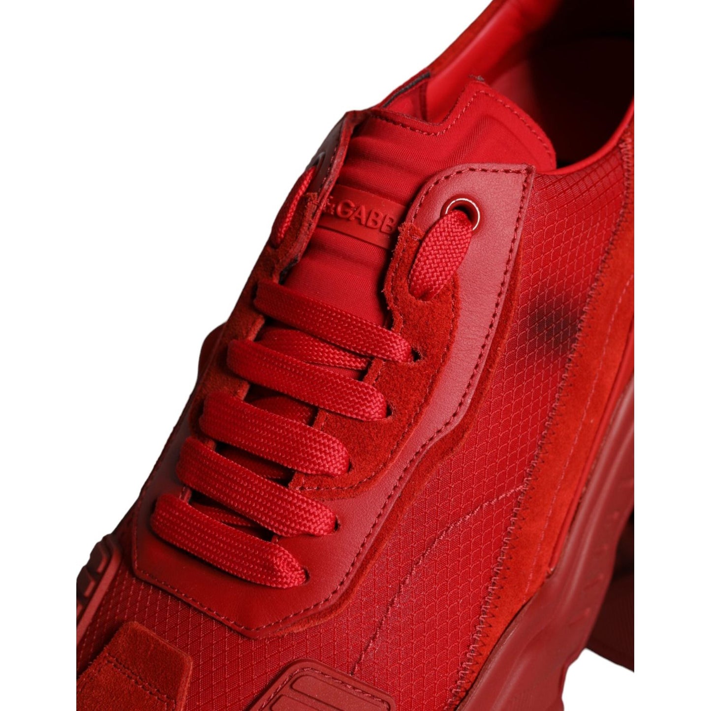 Dolce & Gabbana Red Leather Daymaster Low Top Sneakers Shoes Dolce & Gabbana Firebrick