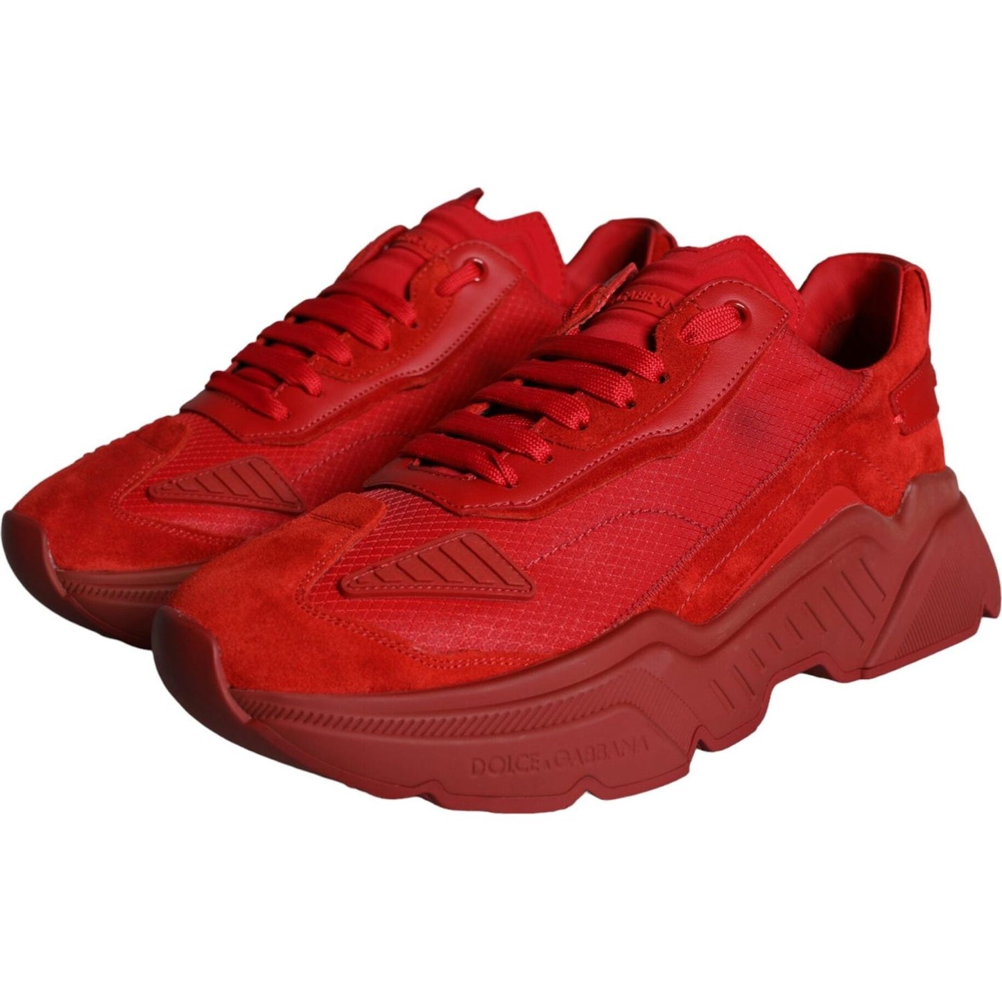 Dolce & Gabbana Red Leather Daymaster Low Top Sneakers Shoes Dolce & Gabbana Brown