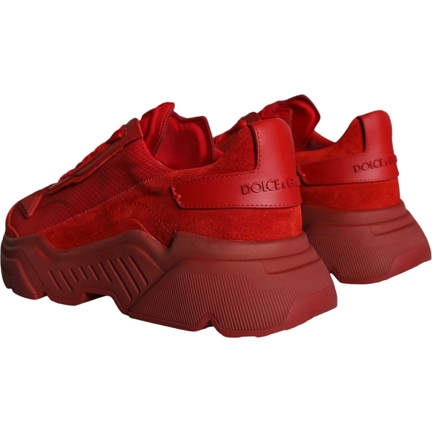 Dolce & Gabbana Red Leather Daymaster Low Top Sneakers Shoes Dolce & Gabbana Dark Red