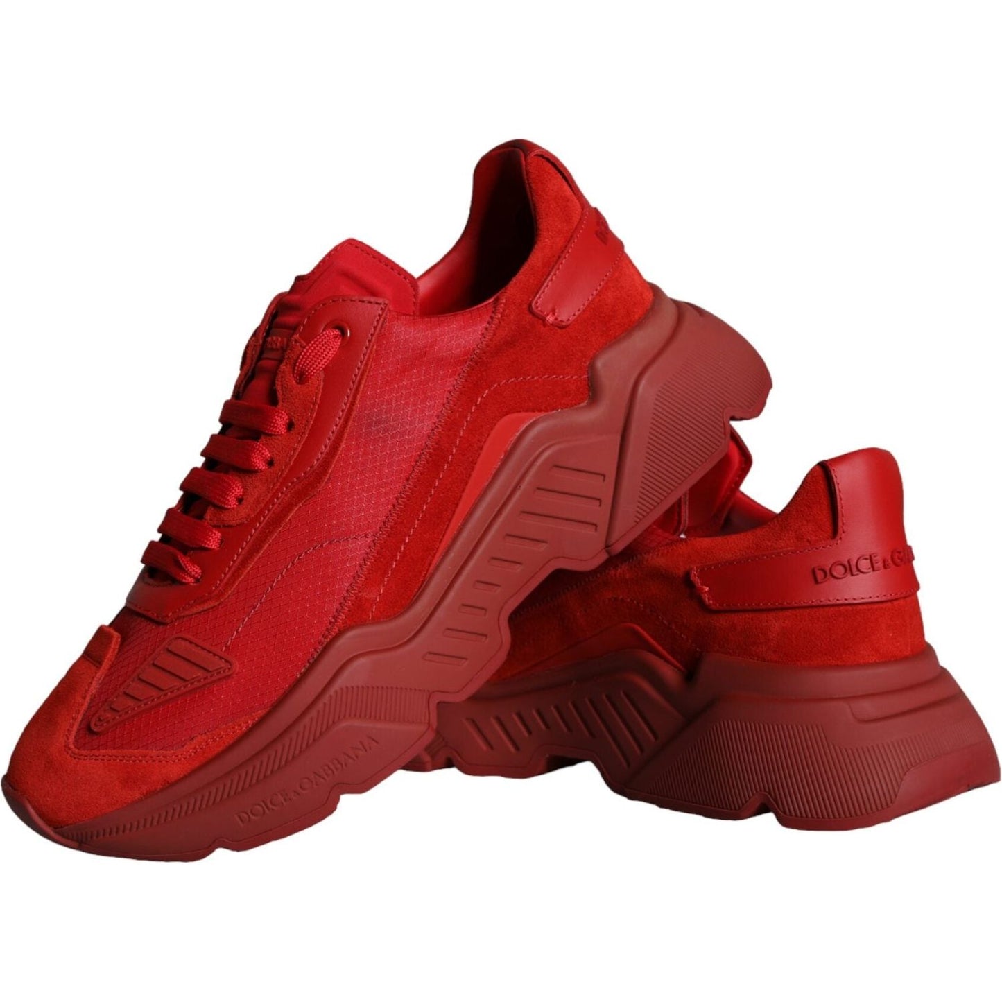 Dolce & Gabbana Red Leather Daymaster Low Top Sneakers Shoes Dolce & Gabbana Brown