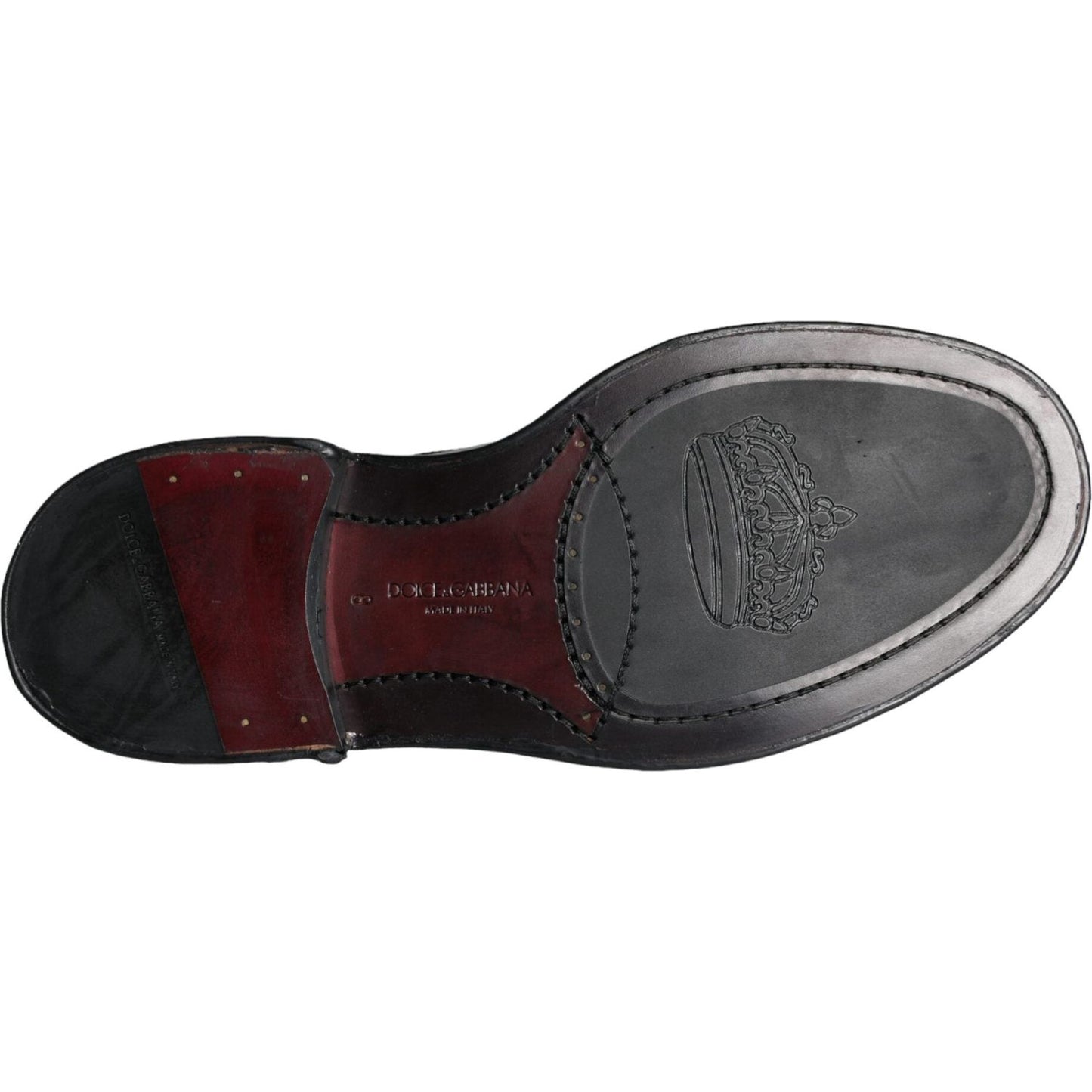 Dolce & Gabbana Black Leather Oxford Wingtip Formal Men Shoes Dolce & Gabbana Dark Slate Gray