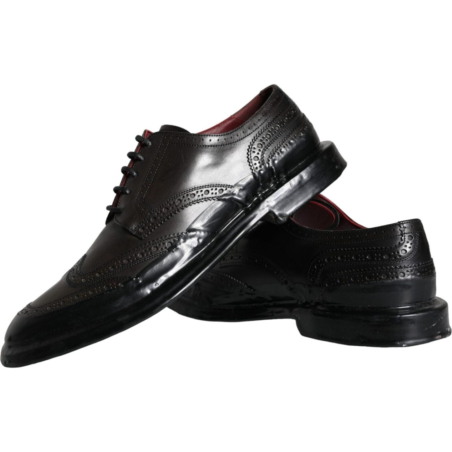 Dolce & Gabbana Black Leather Oxford Wingtip Formal Men Shoes Dolce & Gabbana Black