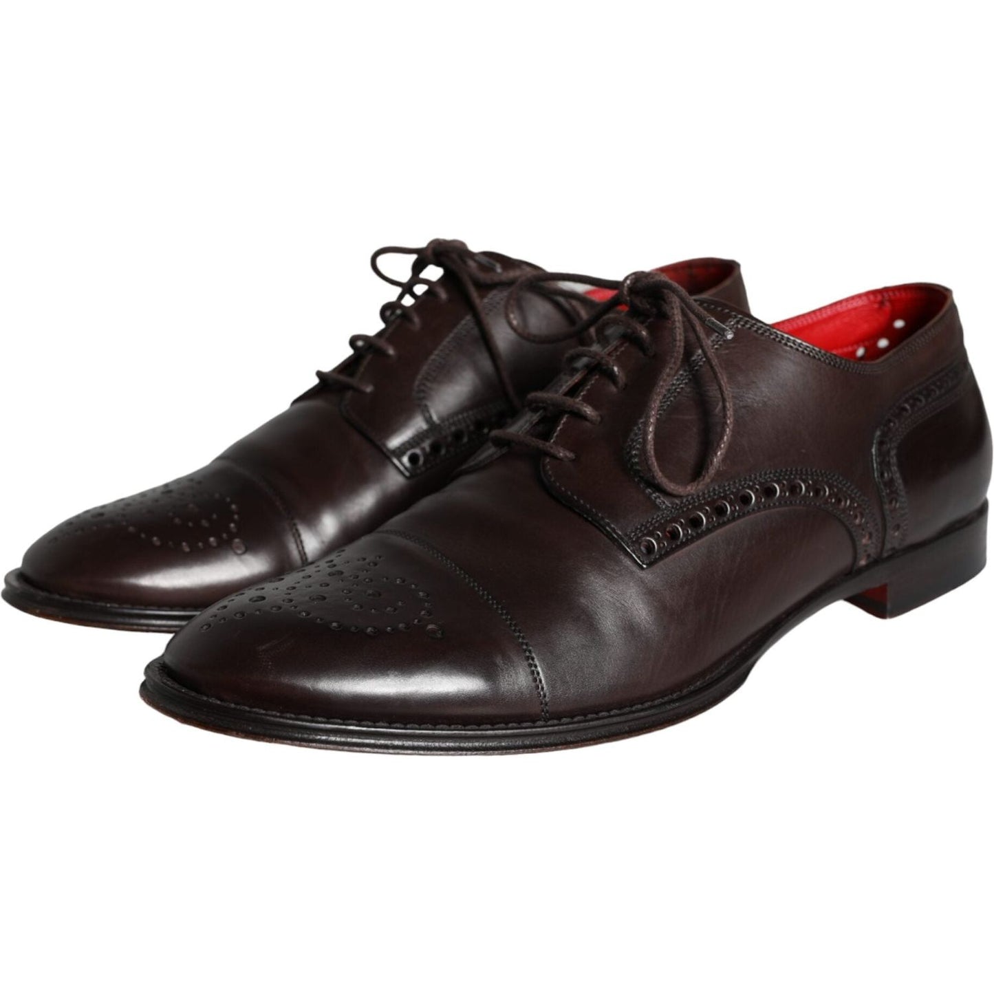Dolce & Gabbana Brown Calfskin Leather Lace Up Oxford Shoes Dolce & Gabbana Dark Slate Gray