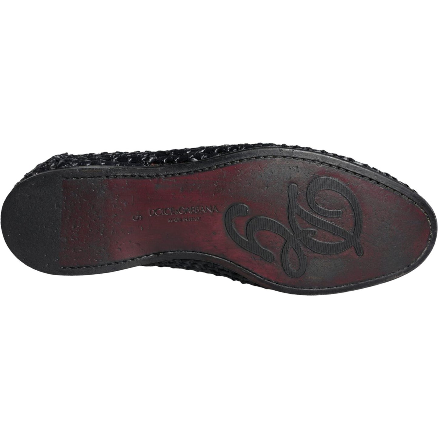 Dolce & Gabbana Black Woven Raffia Slip On Loafers Men Shoes Dolce & Gabbana Dark Slate Gray