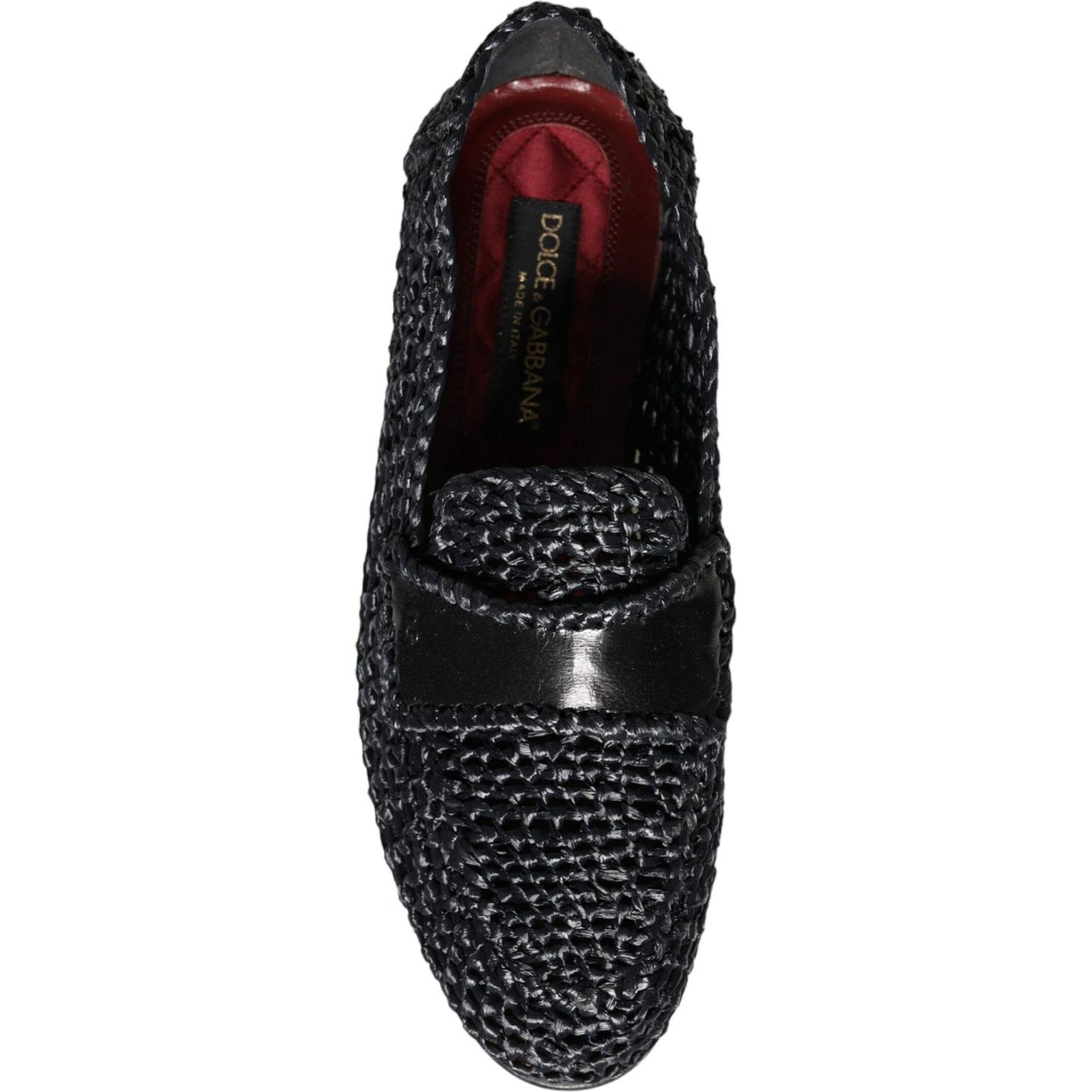 Dolce & Gabbana Black Woven Raffia Slip On Loafers Men Shoes Dolce & Gabbana Black