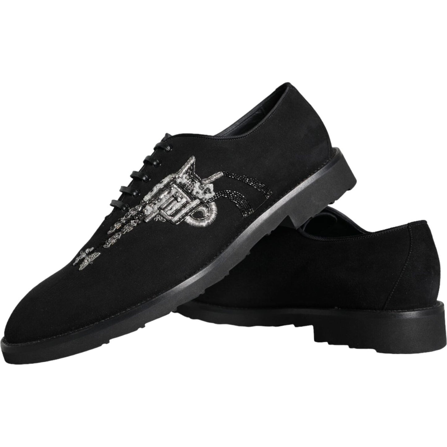 Dolce & Gabbana Black Suede Sicilia Lace Up Formal Shoes Dolce & Gabbana Black