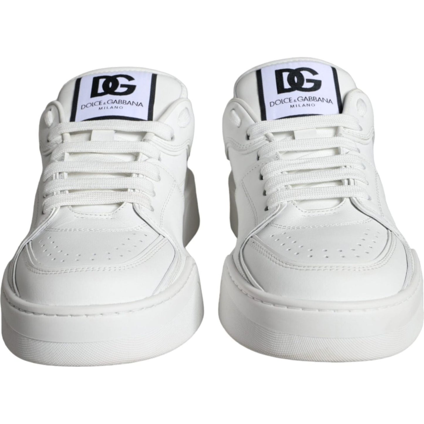 Dolce & Gabbana White Miami Leather Low Top Sneakers Shoes Dolce & Gabbana Light Gray