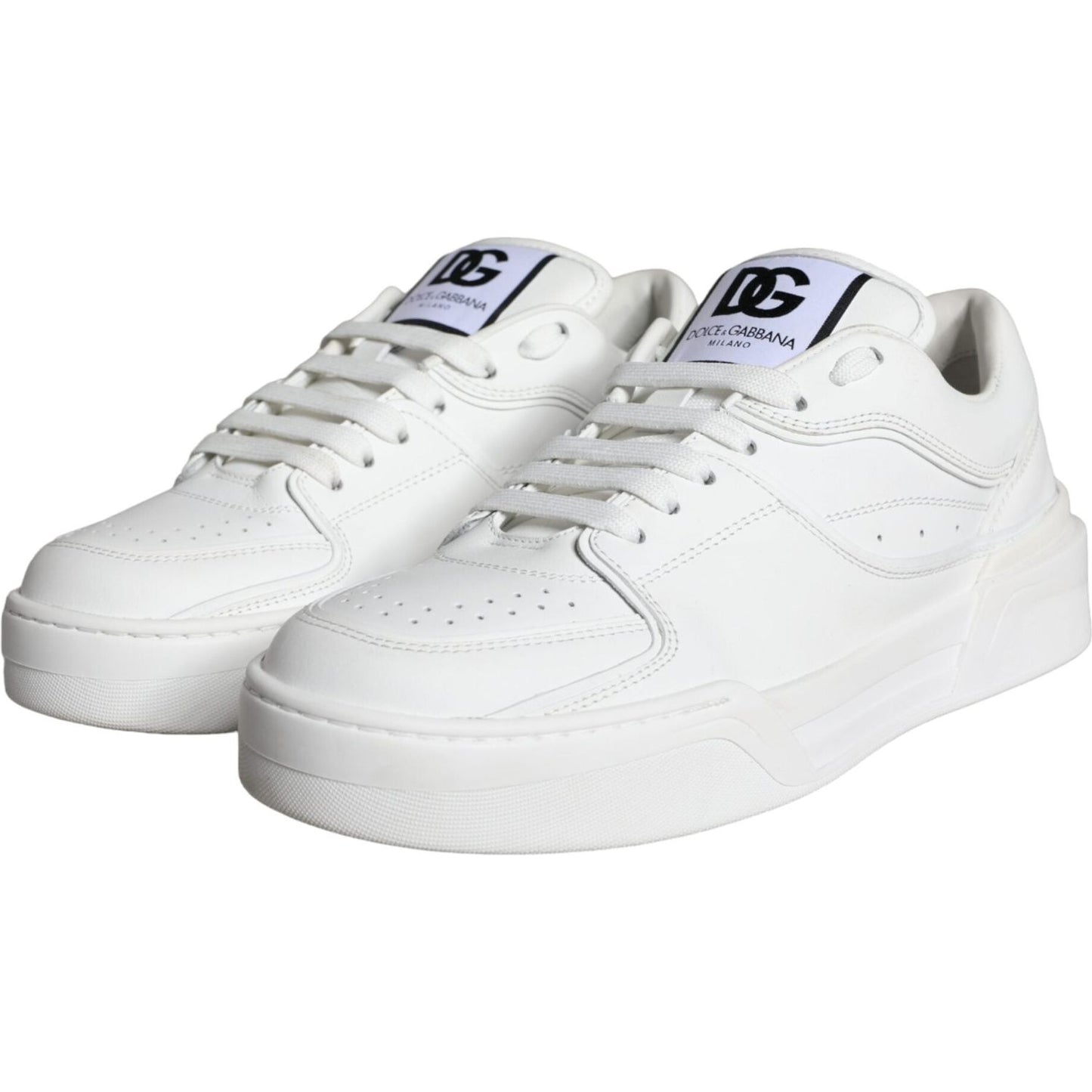 Dolce & Gabbana White Miami Leather Low Top Sneakers Shoes Dolce & Gabbana Light Gray