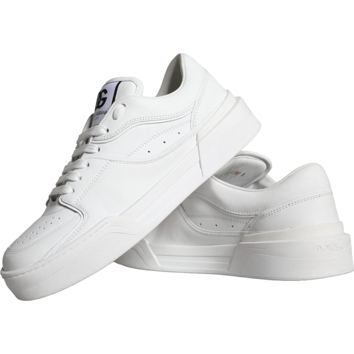 Dolce & Gabbana White Miami Leather Low Top Sneakers Shoes Dolce & Gabbana Light Gray