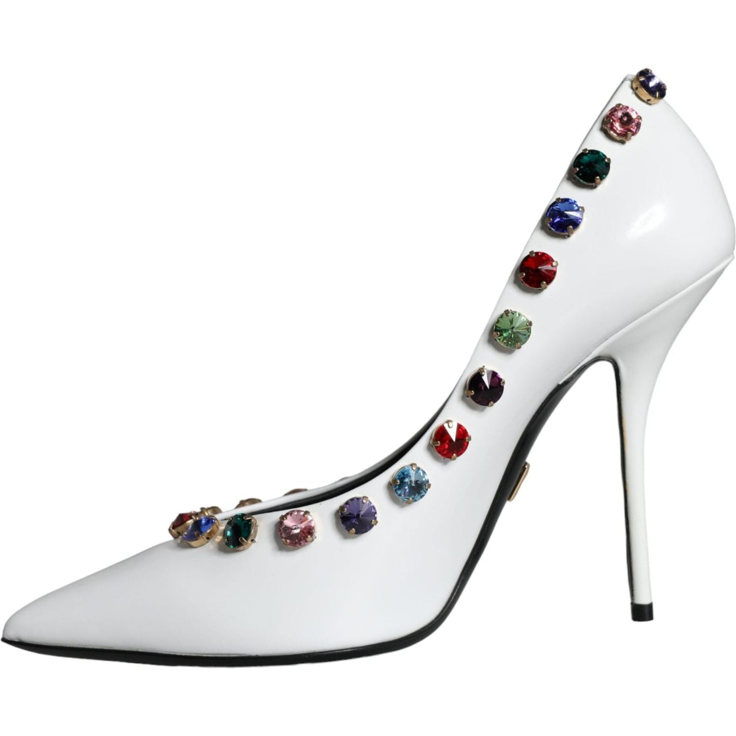 Dolce & Gabbana White Crystal Leather High Heels Pumps Shoes Dolce & Gabbana Light Gray