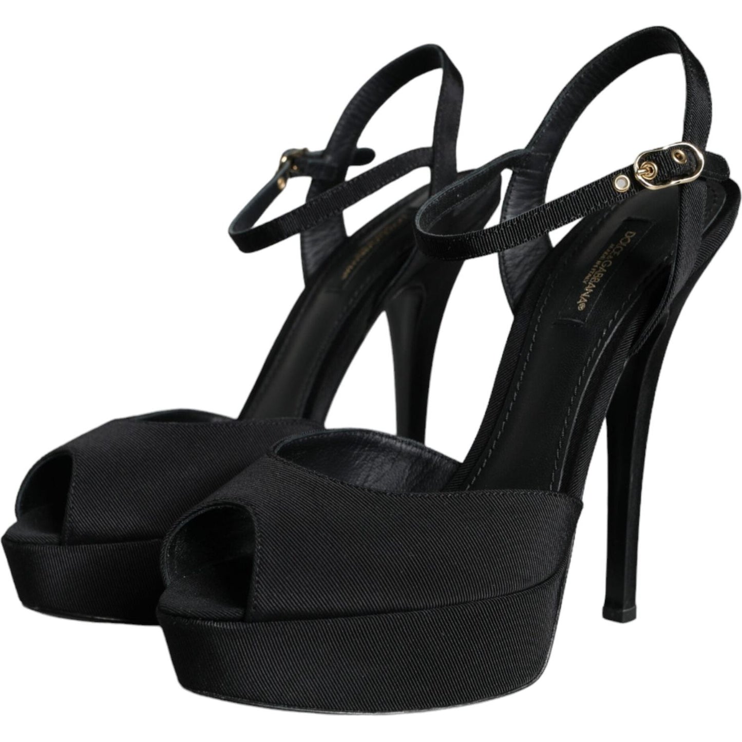 Dolce & Gabbana Black Leather Platform Heels Sandals Shoes Dolce & Gabbana Black