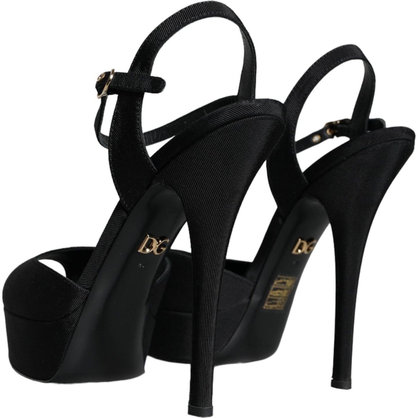 Dolce & Gabbana Black Leather Platform Heels Sandals Shoes Dolce & Gabbana Black