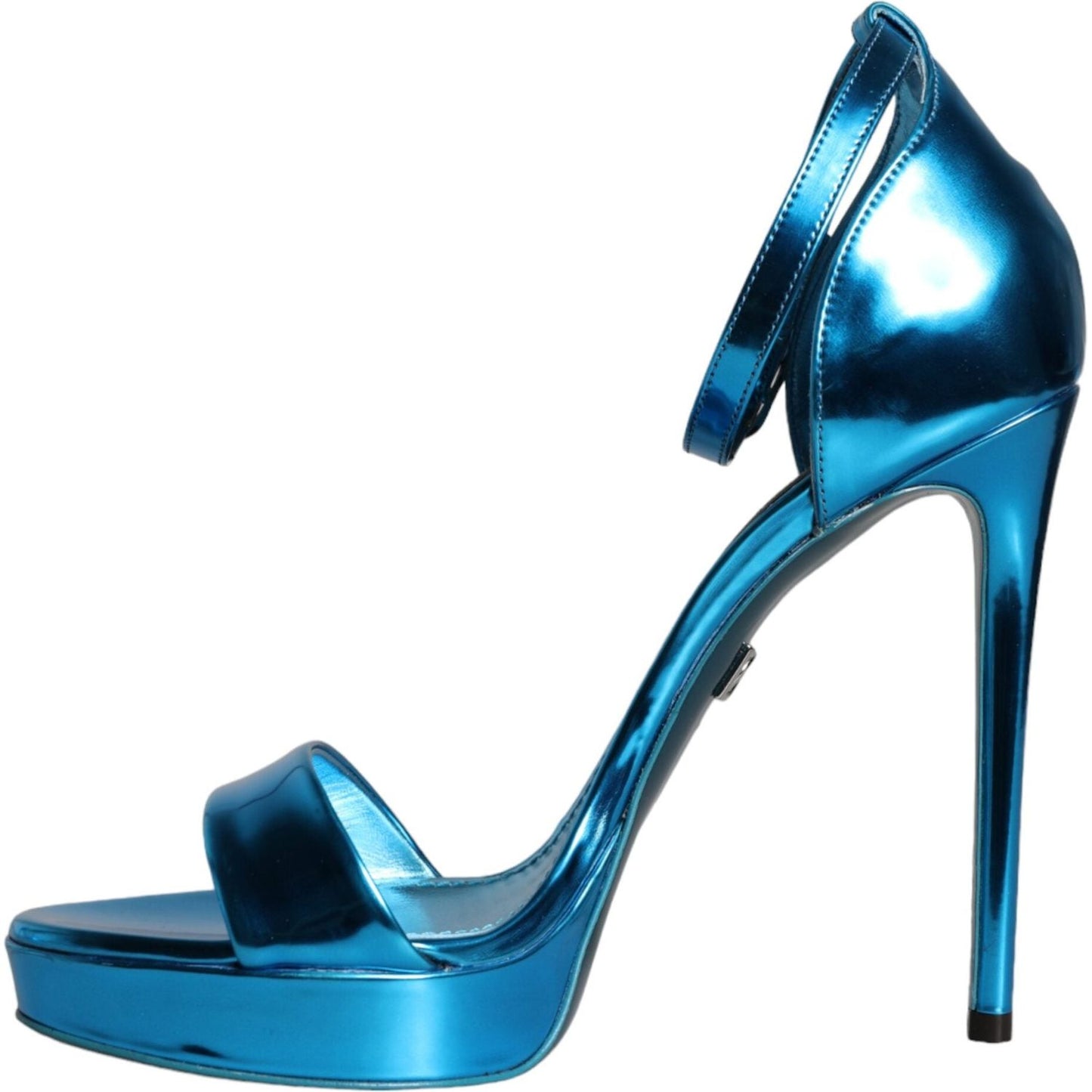 Dolce & Gabbana Metallic Blue Leather Keira Sandals Shoes Dolce & Gabbana Dark Slate Blue