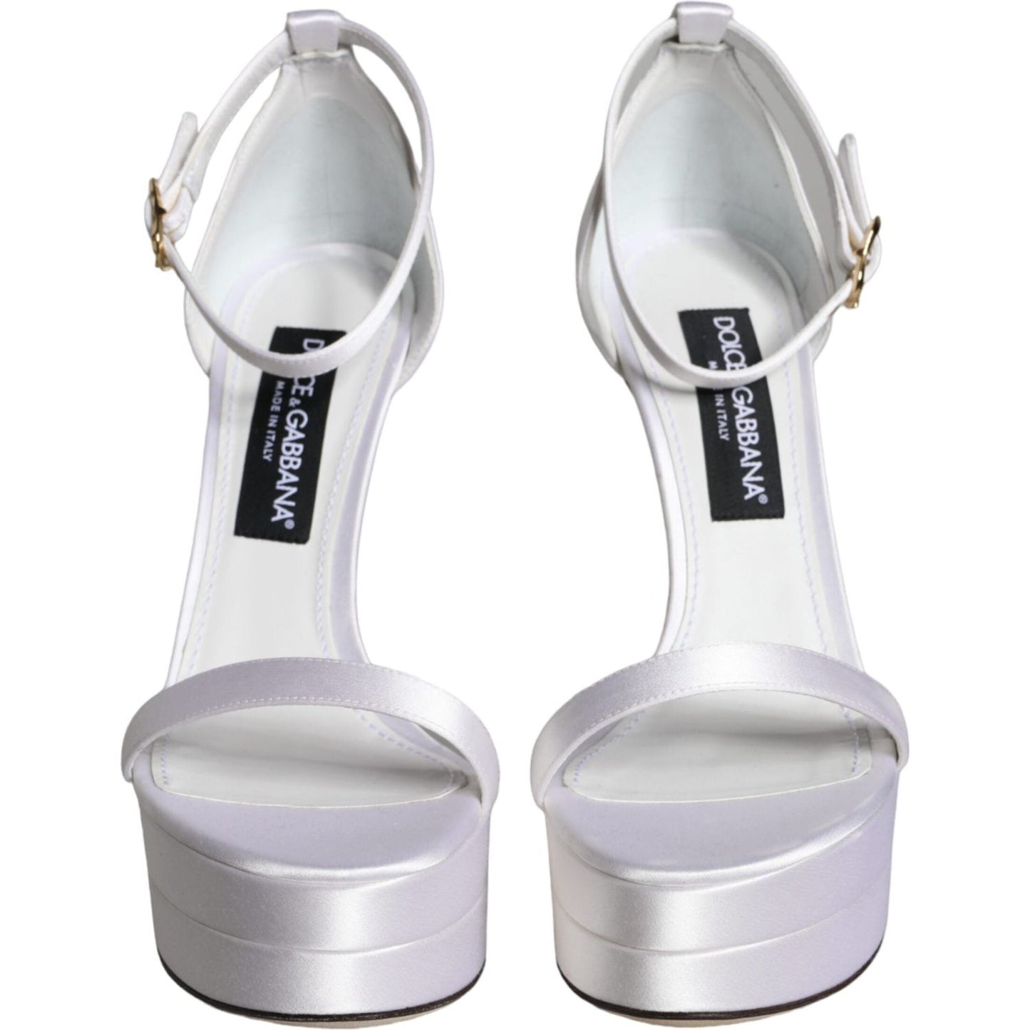 Dolce & Gabbana White Keira Satin Ankle Strap Sandals Shoes Dolce & Gabbana Light Gray