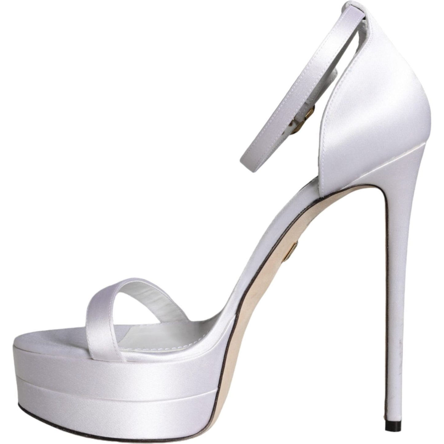 Dolce & Gabbana White Keira Satin Ankle Strap Sandals Shoes Dolce & Gabbana Light Gray
