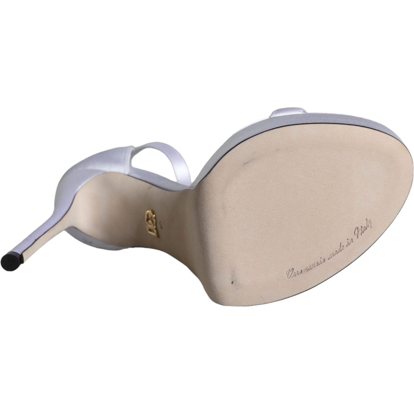 Dolce & Gabbana White Keira Satin Ankle Strap Sandals Shoes Dolce & Gabbana Gray