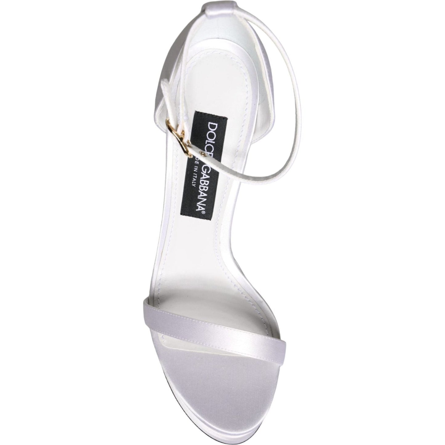 Dolce & Gabbana White Keira Satin Ankle Strap Sandals Shoes Dolce & Gabbana Light Gray