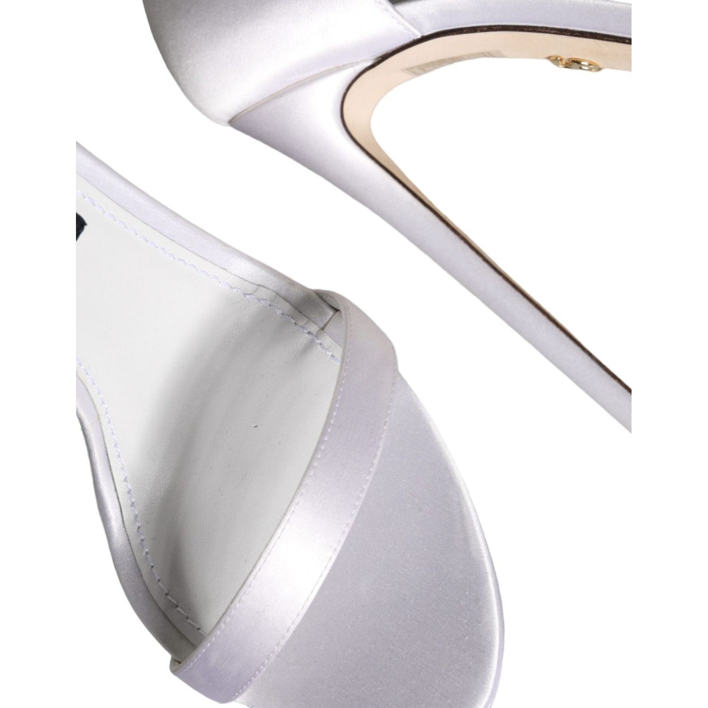 Dolce & Gabbana White Keira Satin Ankle Strap Sandals Shoes Dolce & Gabbana Light Gray