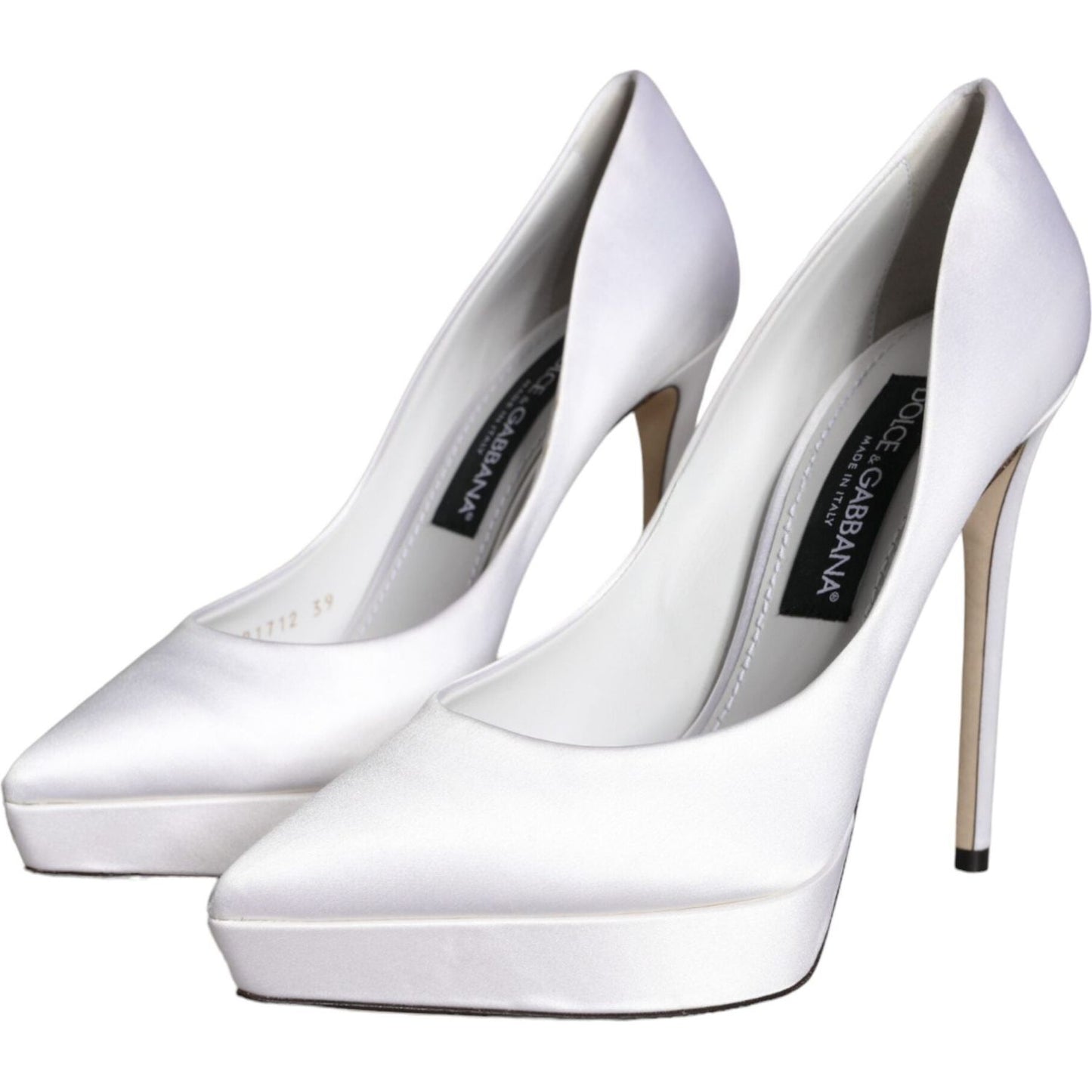 Dolce & Gabbana White Satin Platform High Heels Pumps Shoes Dolce & Gabbana Light Gray