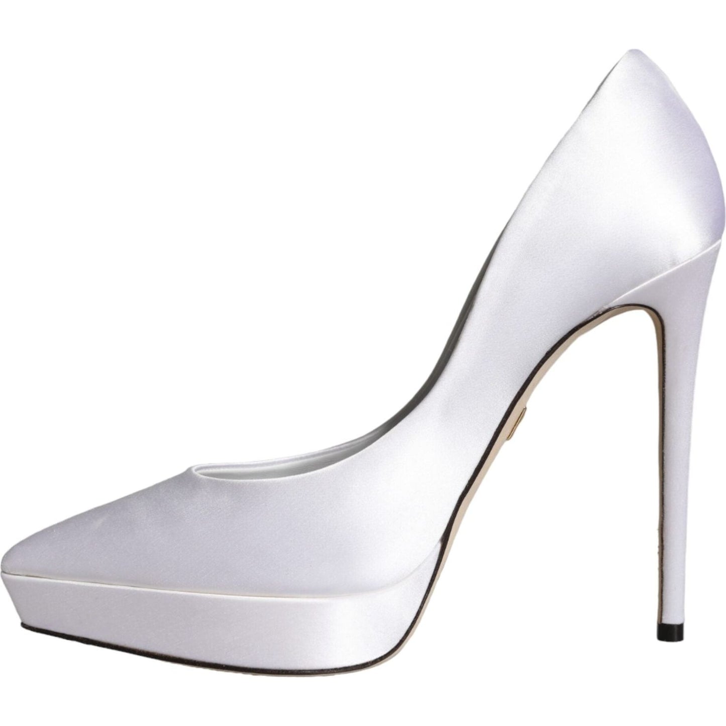 Dolce & Gabbana White Satin Platform High Heels Pumps Shoes Dolce & Gabbana Light Gray