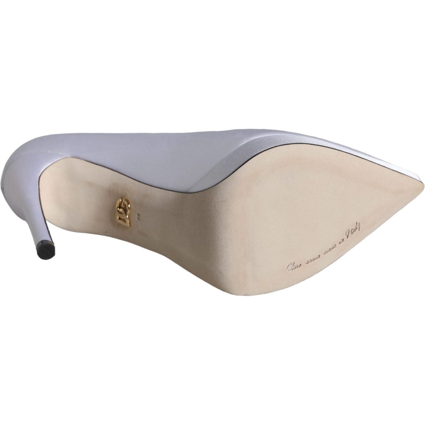 Dolce & Gabbana White Satin Platform High Heels Pumps Shoes Dolce & Gabbana Gray