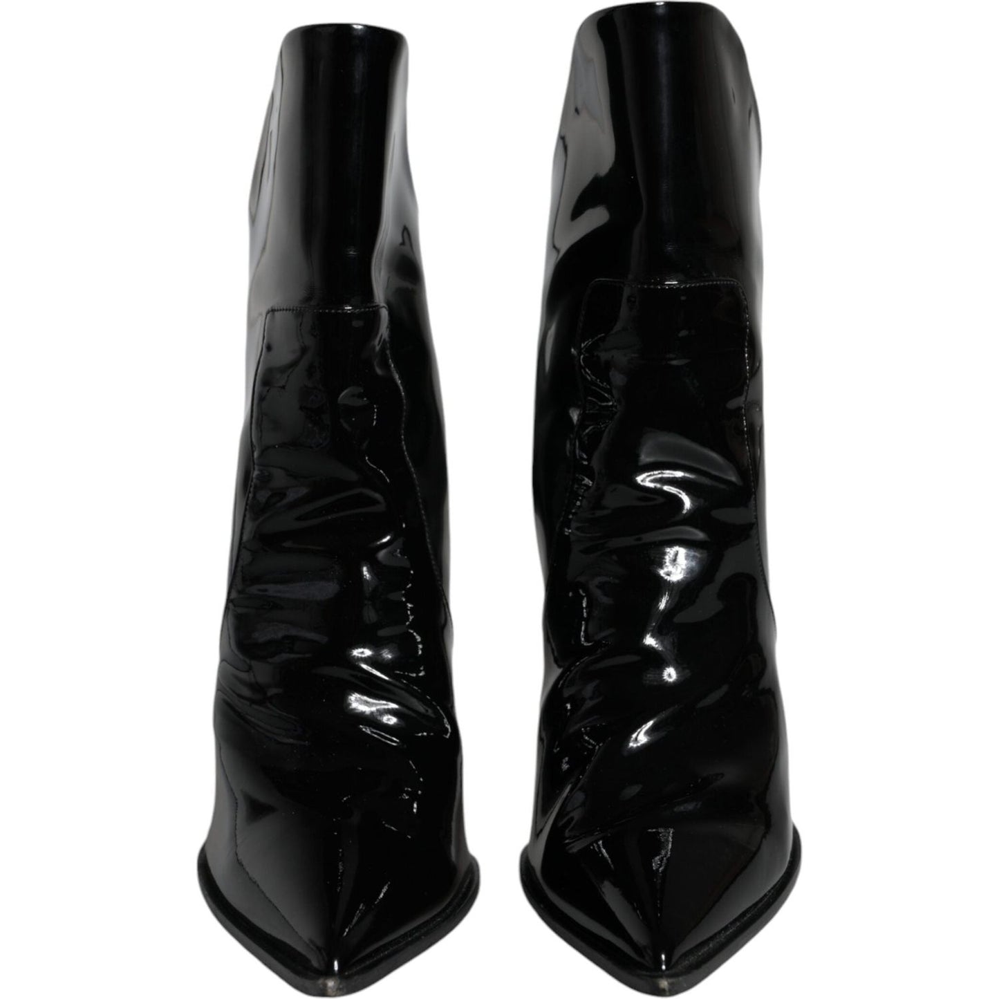 Dolce & Gabbana Black Patent Leather Pointed Ankle Boot Shoes Dolce & Gabbana Black