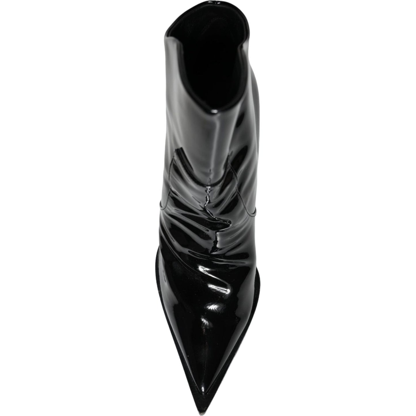 Dolce & Gabbana Black Patent Leather Pointed Ankle Boot Shoes Dolce & Gabbana Black