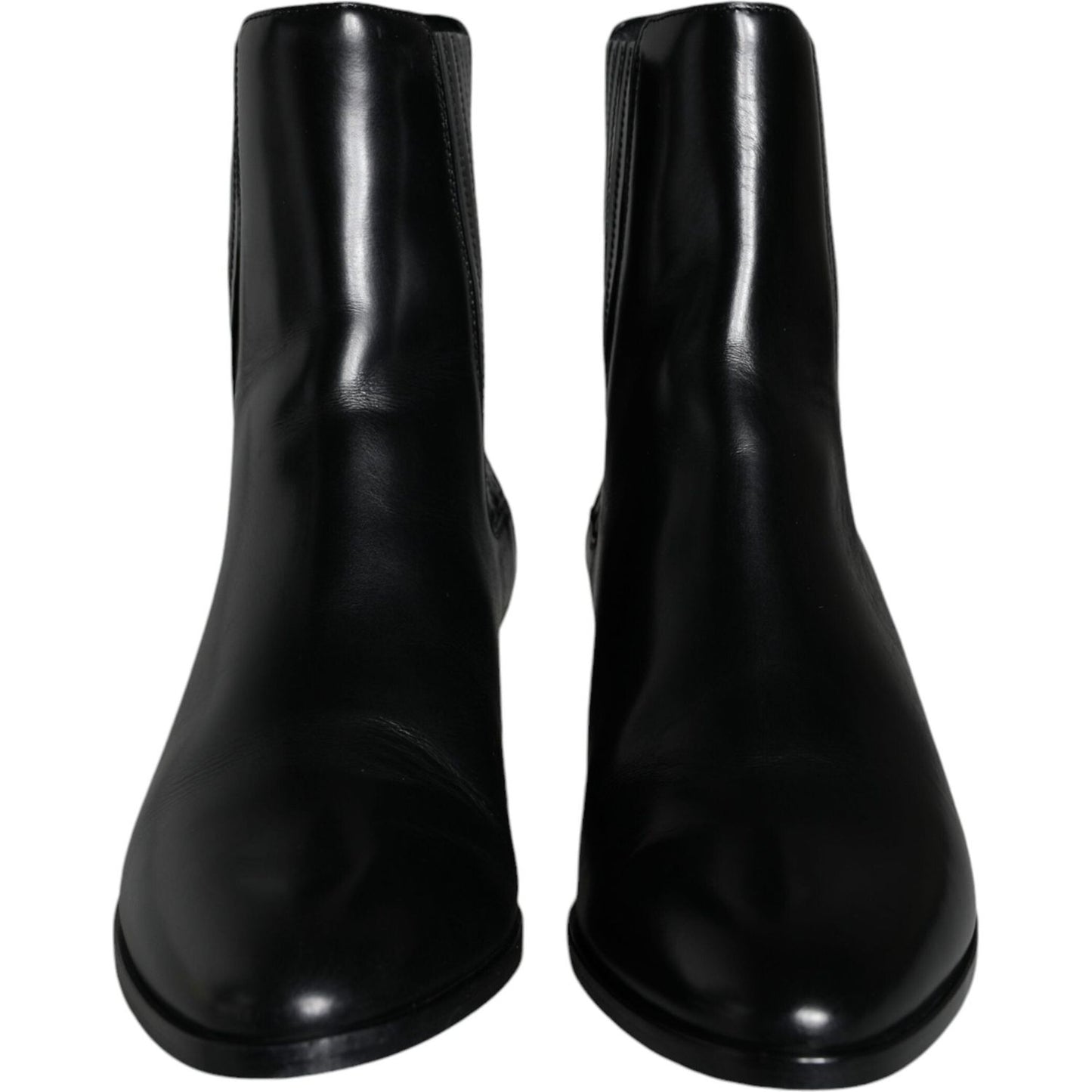Dolce & Gabbana Black Leather Ankle Boots Booties Shoes Dolce & Gabbana Black