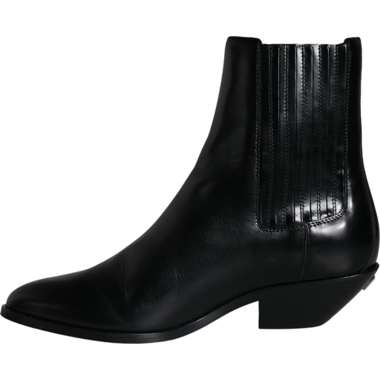 Dolce & Gabbana Black Leather Ankle Boots Booties Shoes Dolce & Gabbana Black