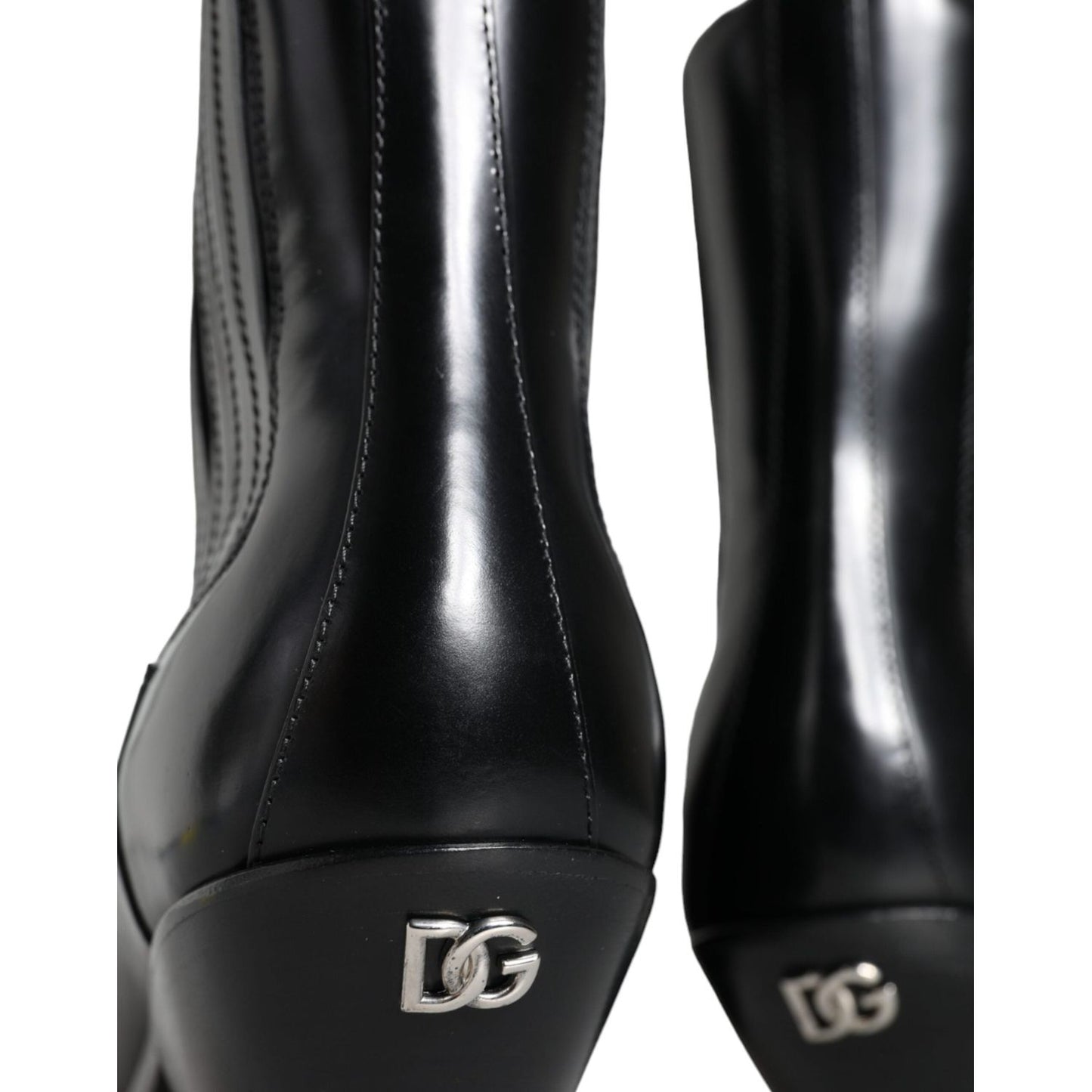 Dolce & Gabbana Black Leather Ankle Boots Booties Shoes Dolce & Gabbana Black