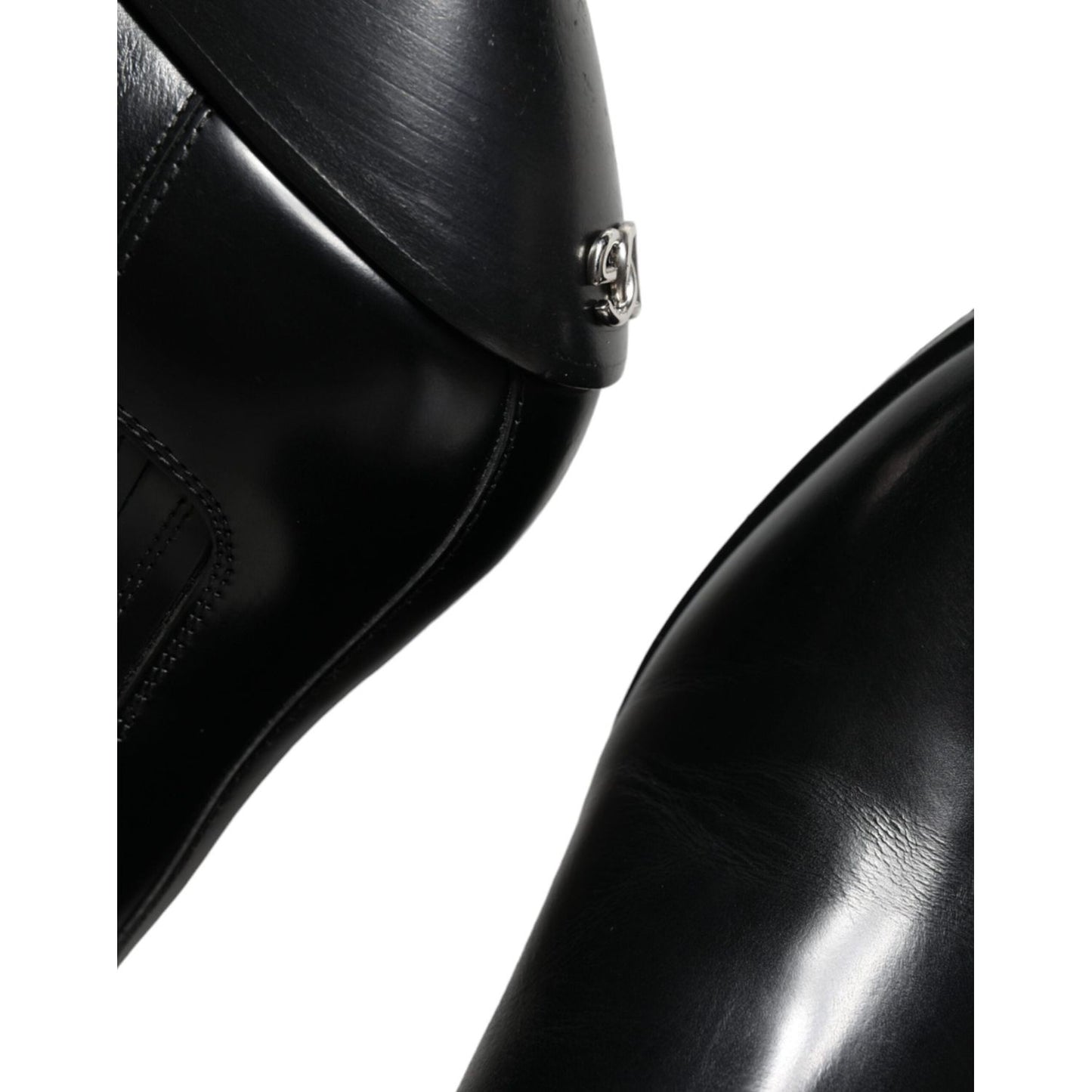 Dolce & Gabbana Black Leather Ankle Boots Booties Shoes Dolce & Gabbana Black