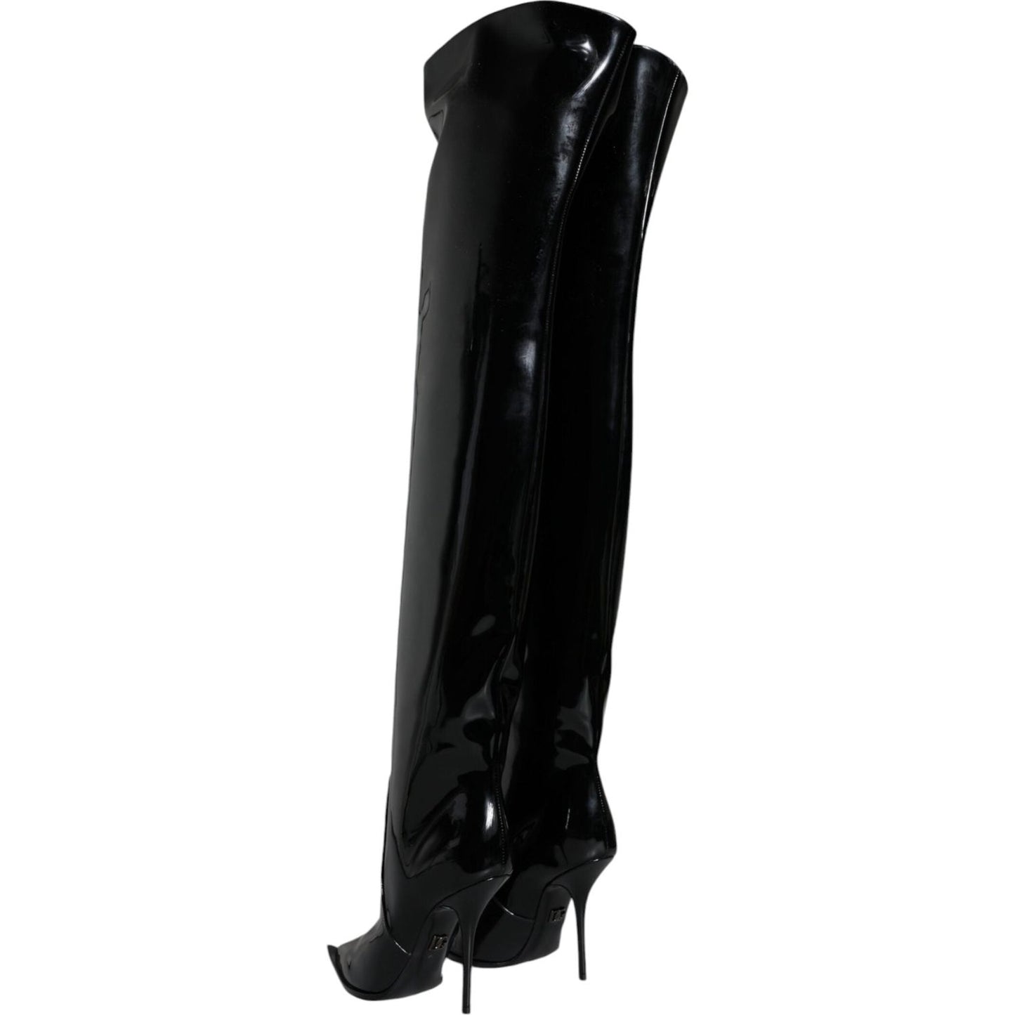 Dolce & Gabbana Black Patent Leather Knee High Boots Shoes Dolce & Gabbana Black