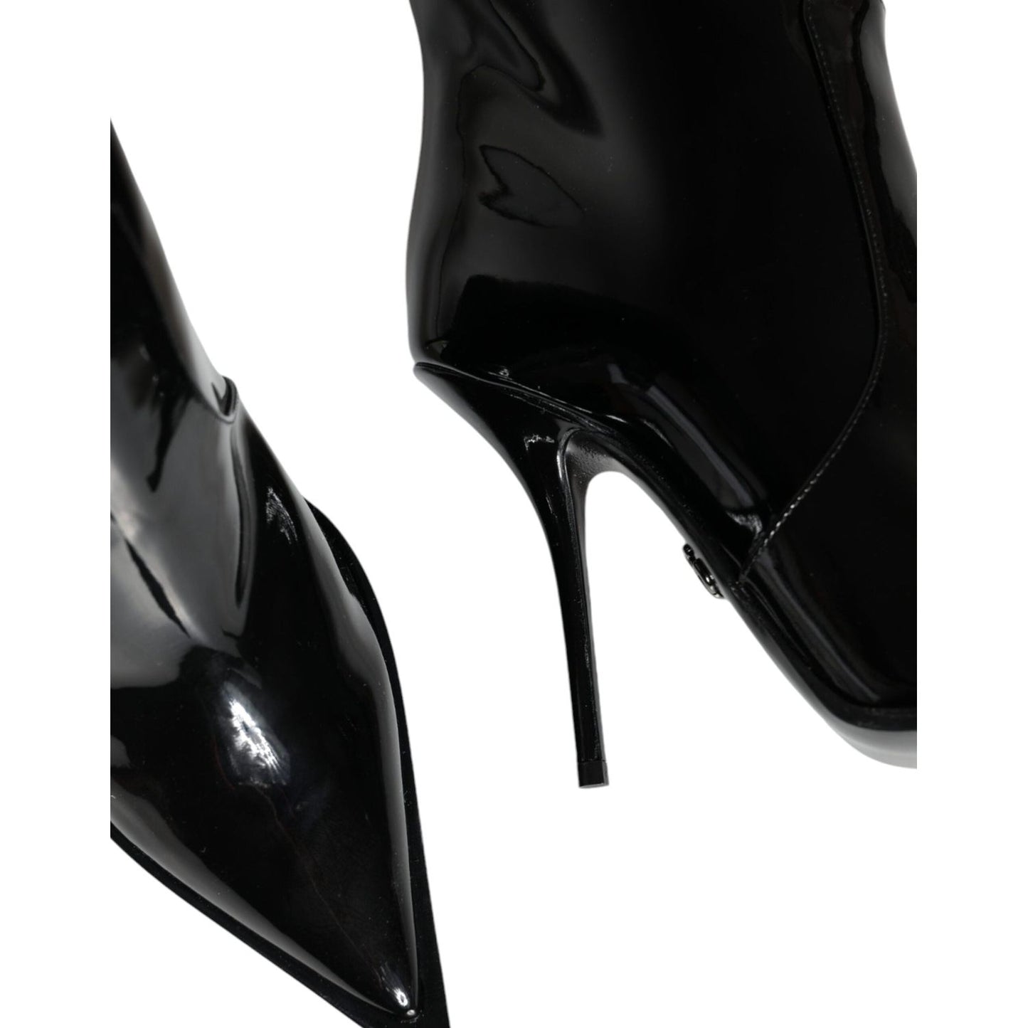 Dolce & Gabbana Black Patent Leather Knee High Boots Shoes Dolce & Gabbana Black