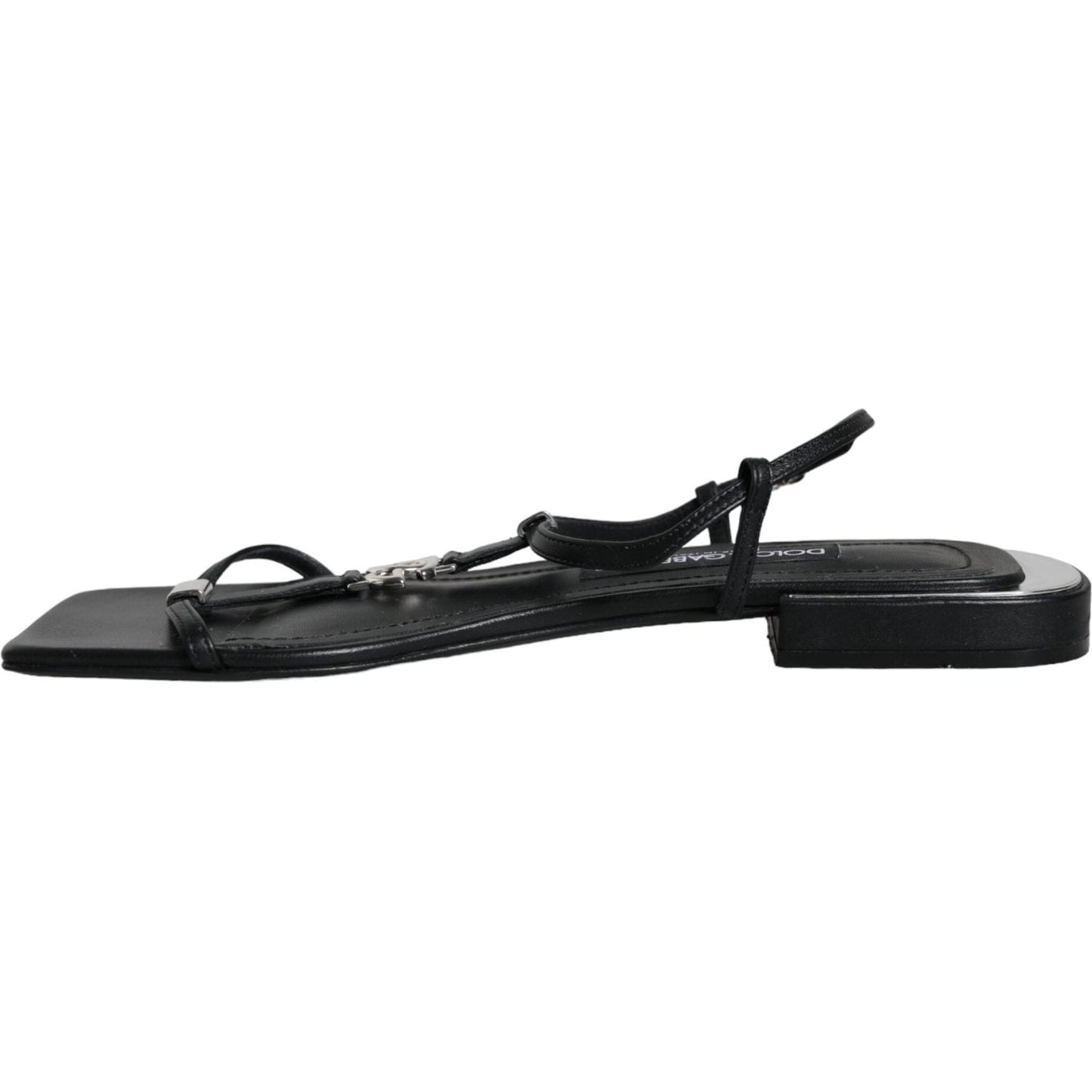 Dolce & Gabbana Black Leather Logo Ankle Strap Keira Sandals Shoes Dolce & Gabbana Dark Slate Gray