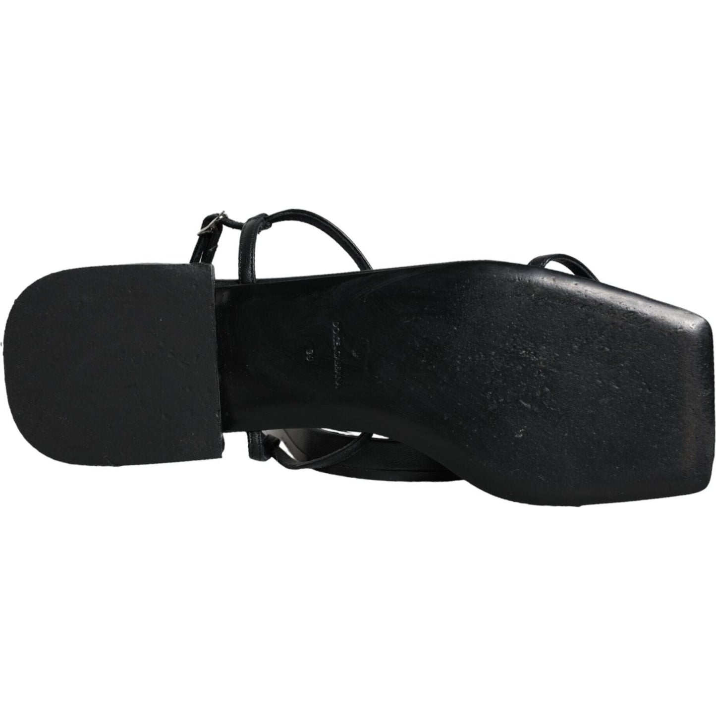 Dolce & Gabbana Black Leather Logo Ankle Strap Keira Sandals Shoes Dolce & Gabbana Black