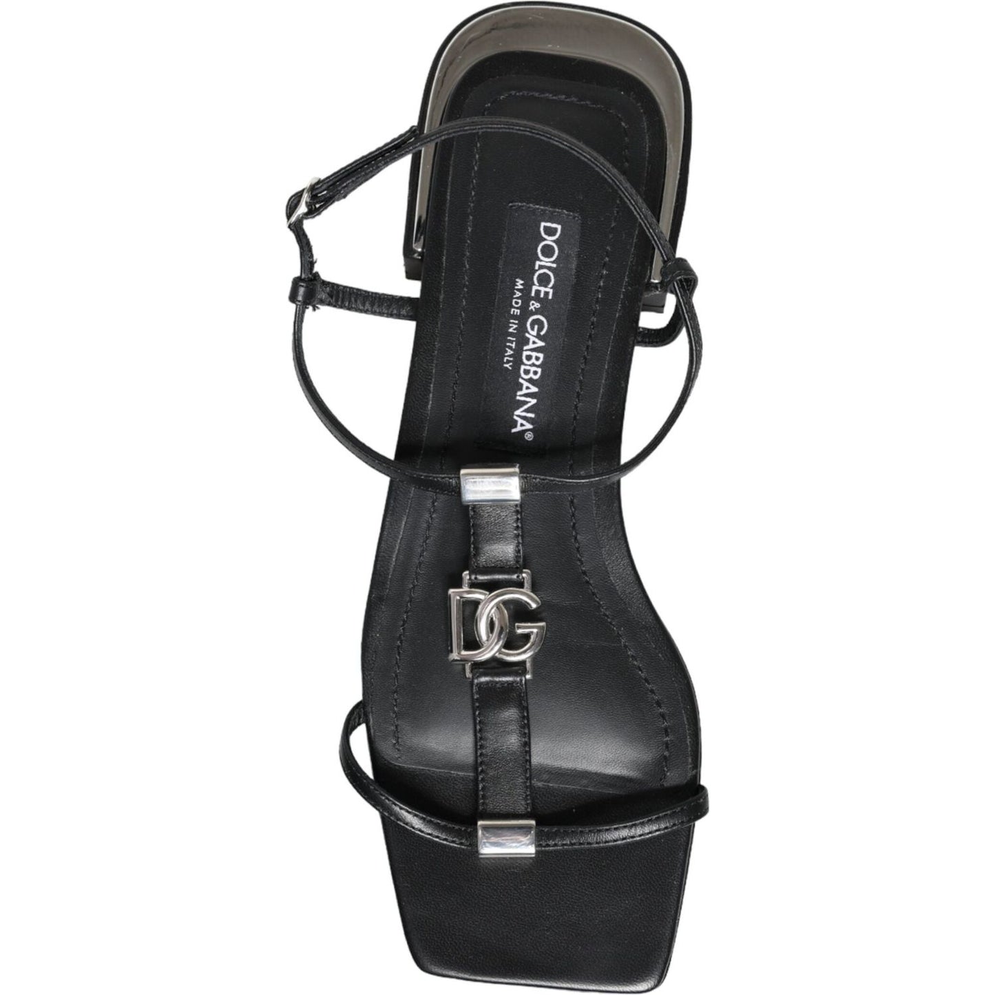 Dolce & Gabbana Black Leather Logo Ankle Strap Keira Sandals Shoes Dolce & Gabbana Dark Slate Gray