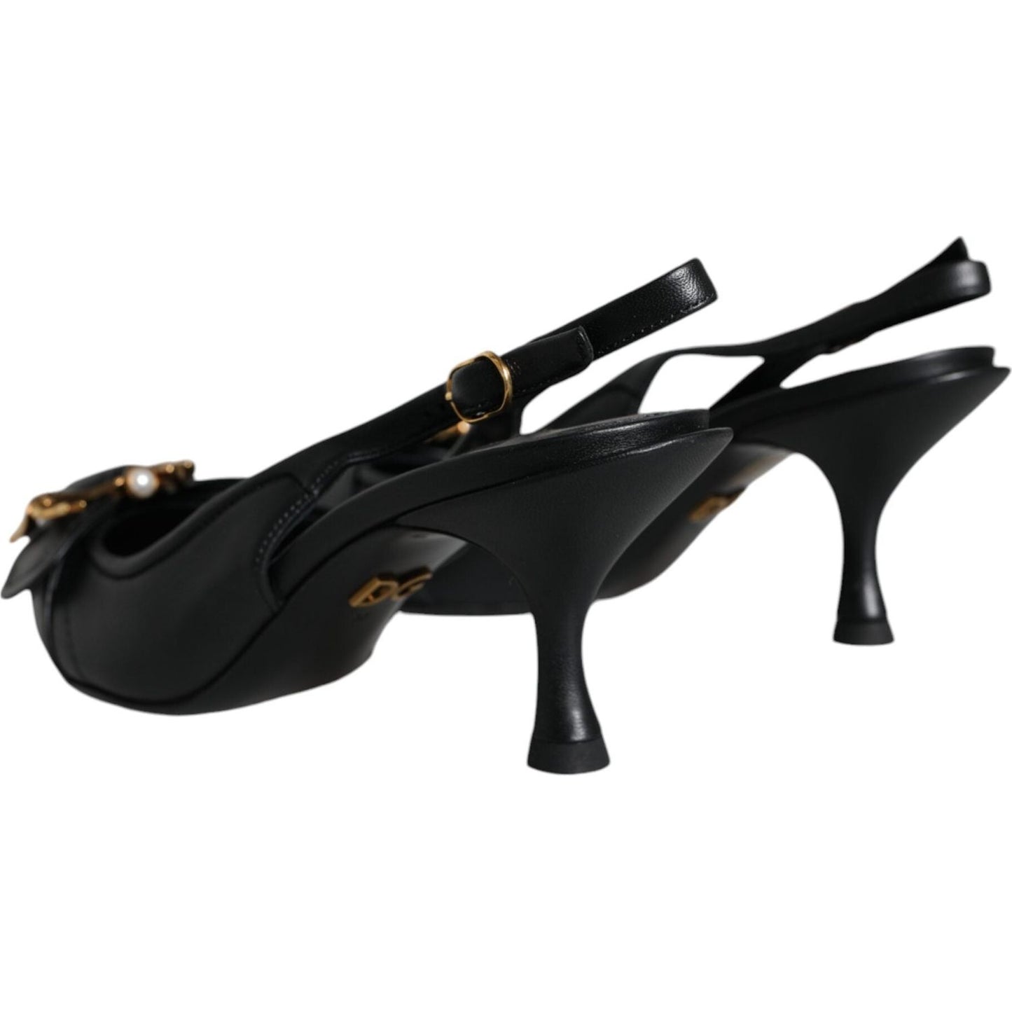 Dolce & Gabbana Black Devotion Leather Heels Slingback Shoes Dolce & Gabbana Black