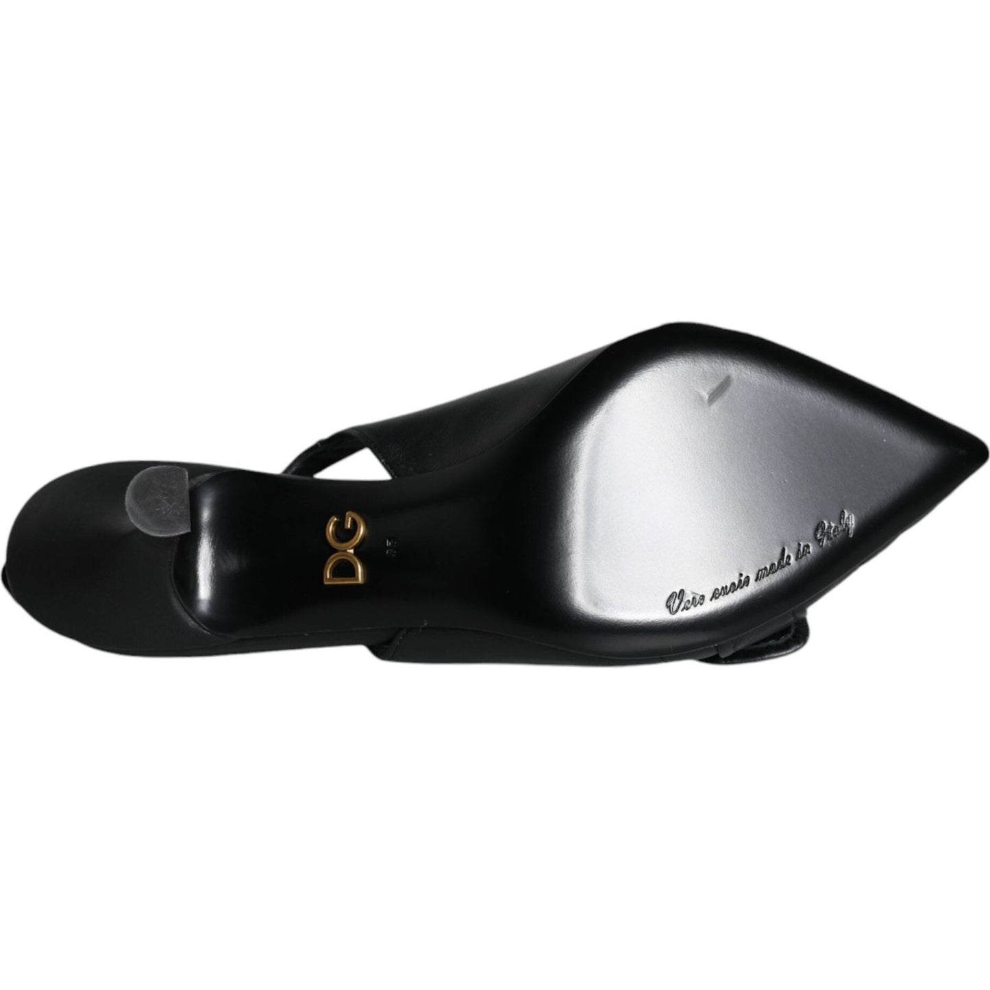 Dolce & Gabbana Black Devotion Leather Heels Slingback Shoes Dolce & Gabbana Light Gray