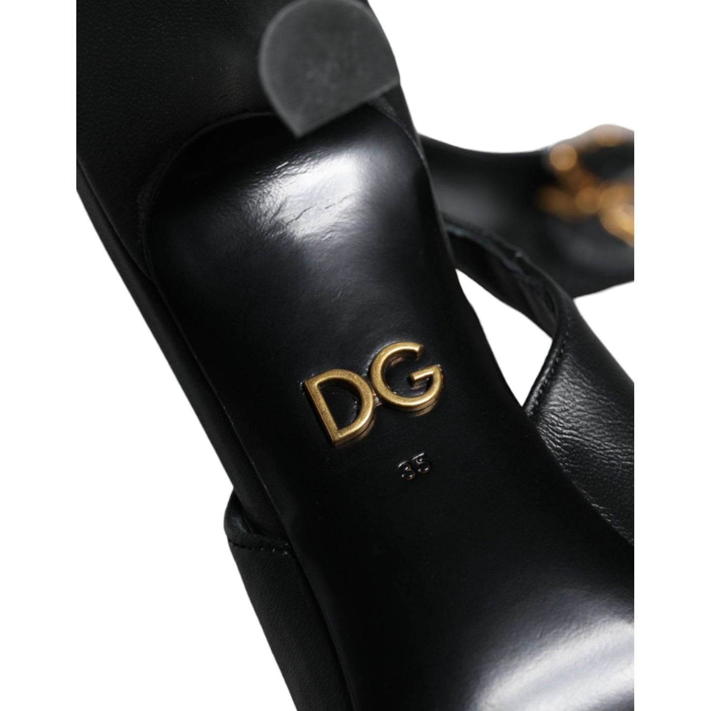 Dolce & Gabbana Black Devotion Leather Heels Slingback Shoes Dolce & Gabbana Black