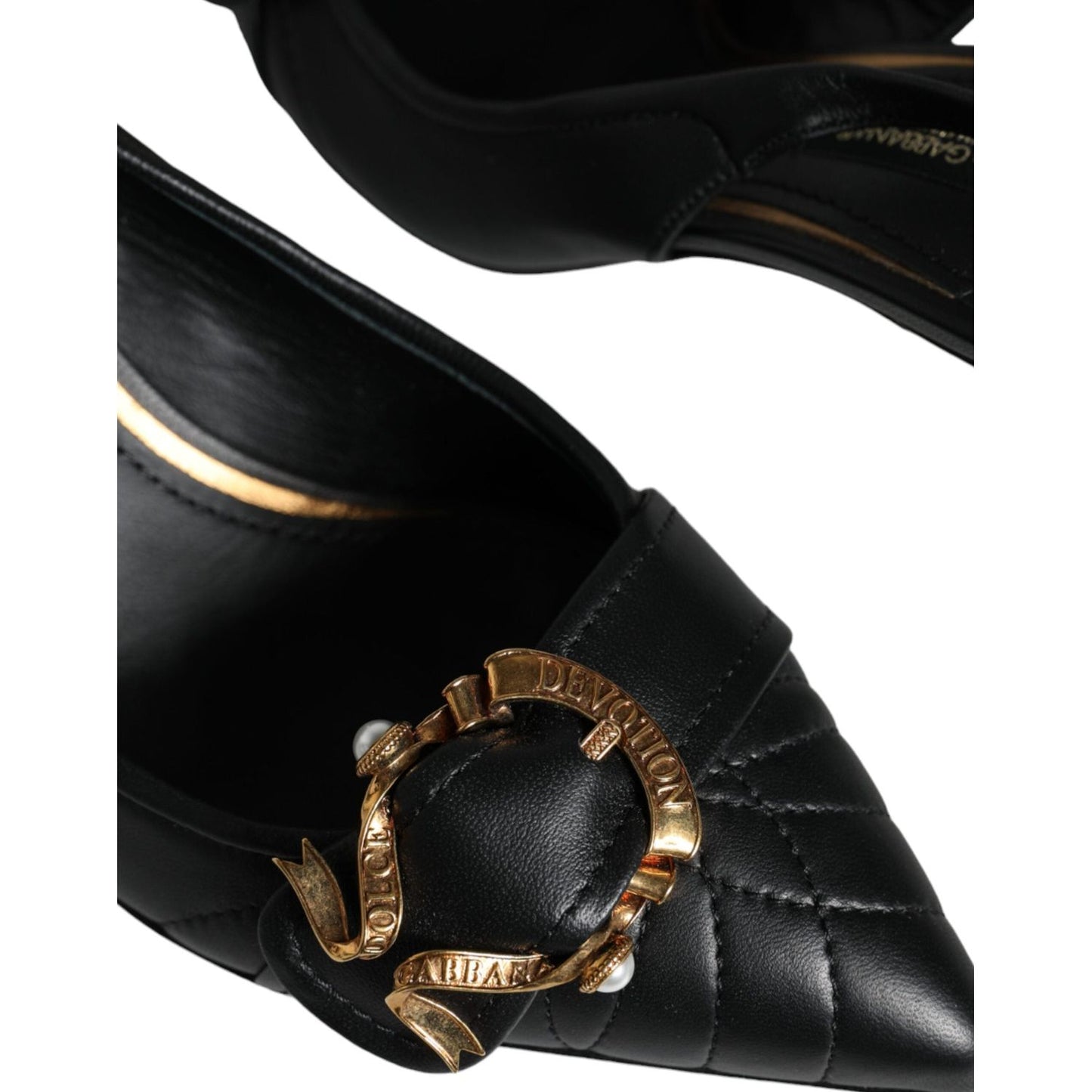 Dolce & Gabbana Black Devotion Leather Heels Slingback Shoes Dolce & Gabbana Black