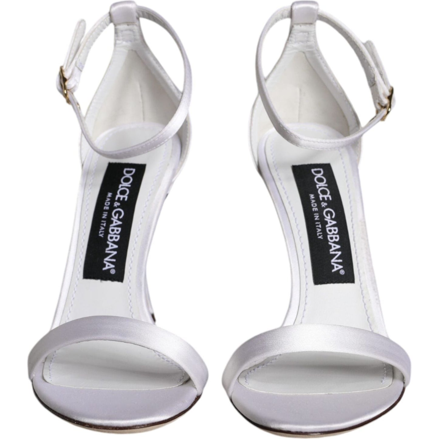 Dolce & Gabbana White KEIRA Heels Ankle Strap Sandals Shoes Dolce & Gabbana Light Gray